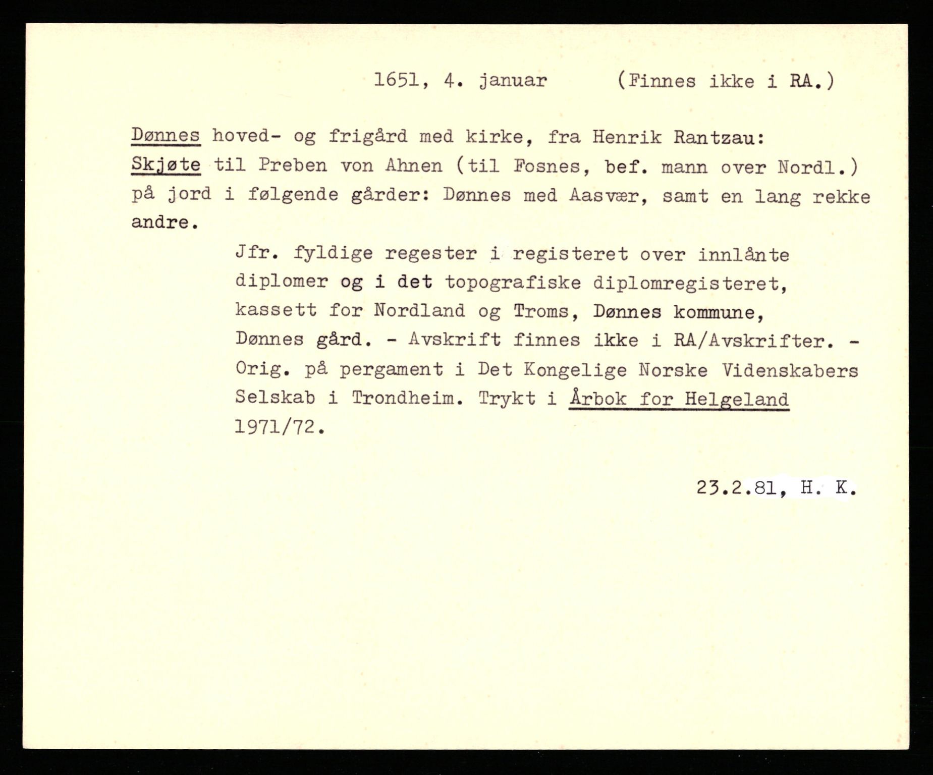 Riksarkivets diplomsamling, AV/RA-EA-5965/F35/F35b/L0009: Riksarkivets diplomer, seddelregister, 1647-1655, p. 267