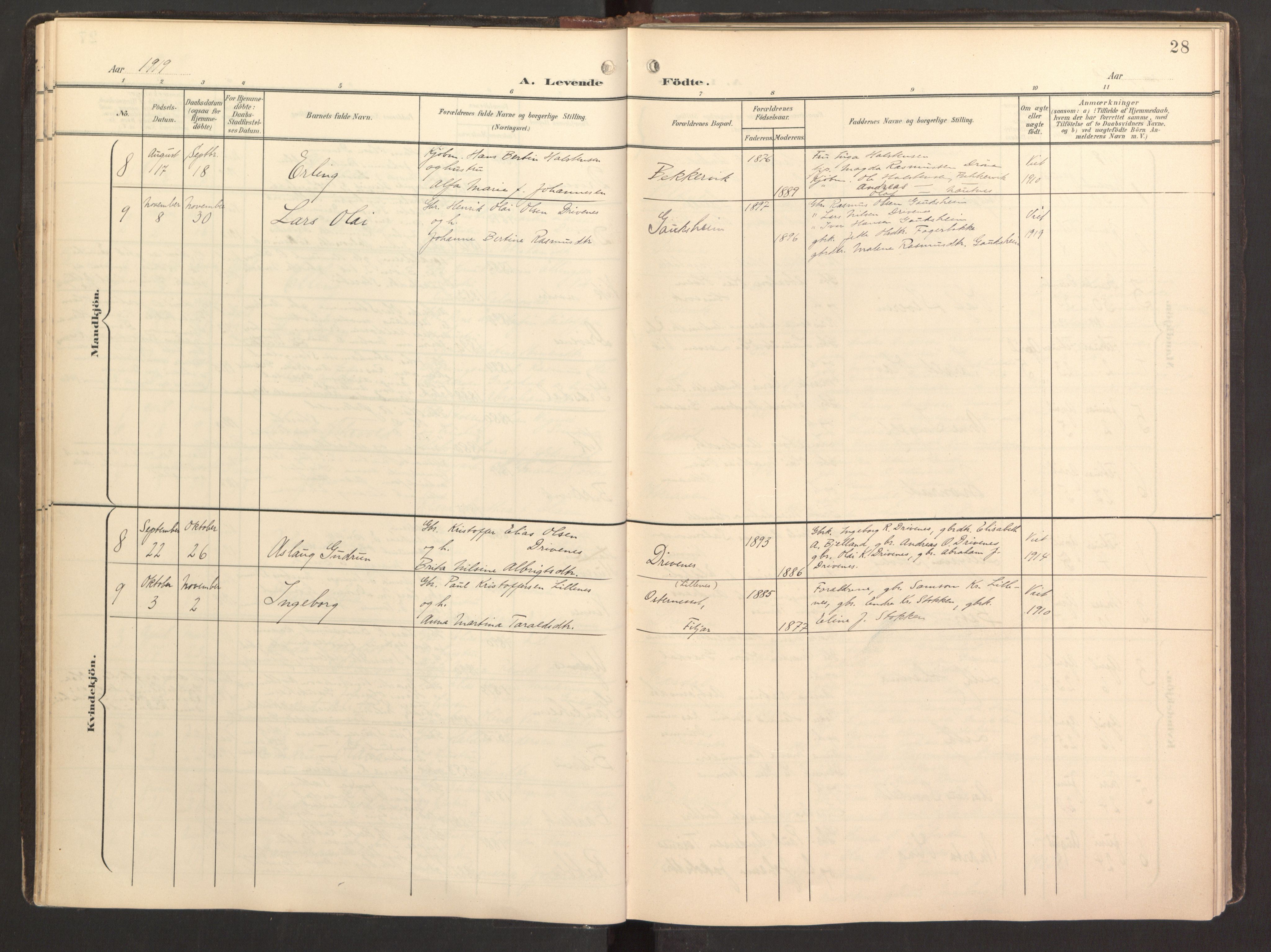 Fitjar sokneprestembete, AV/SAB-A-99926: Parish register (official) no. B 1, 1900-1926, p. 28