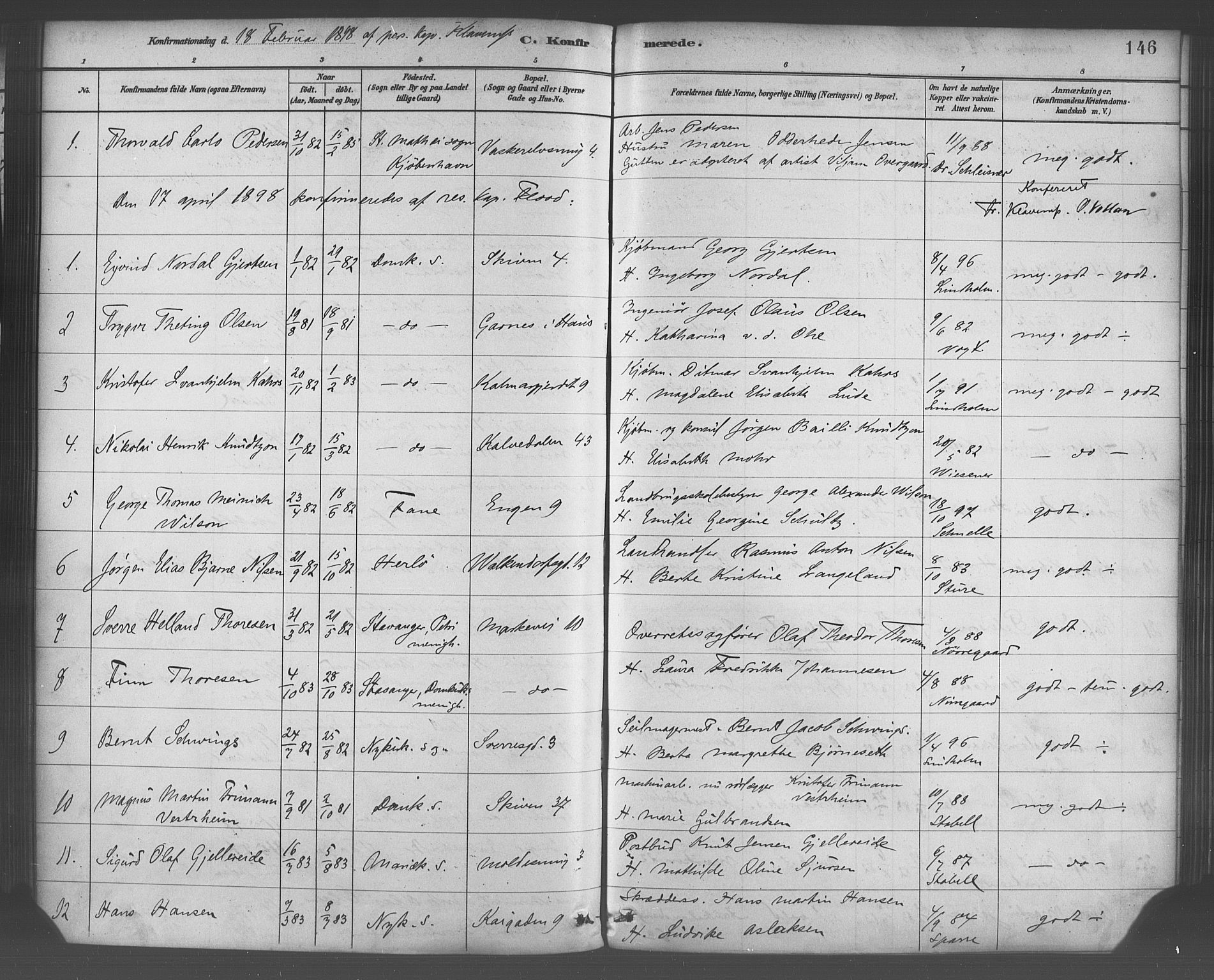 Domkirken sokneprestembete, SAB/A-74801/H/Haa/L0030: Parish register (official) no. C 5, 1880-1898, p. 146