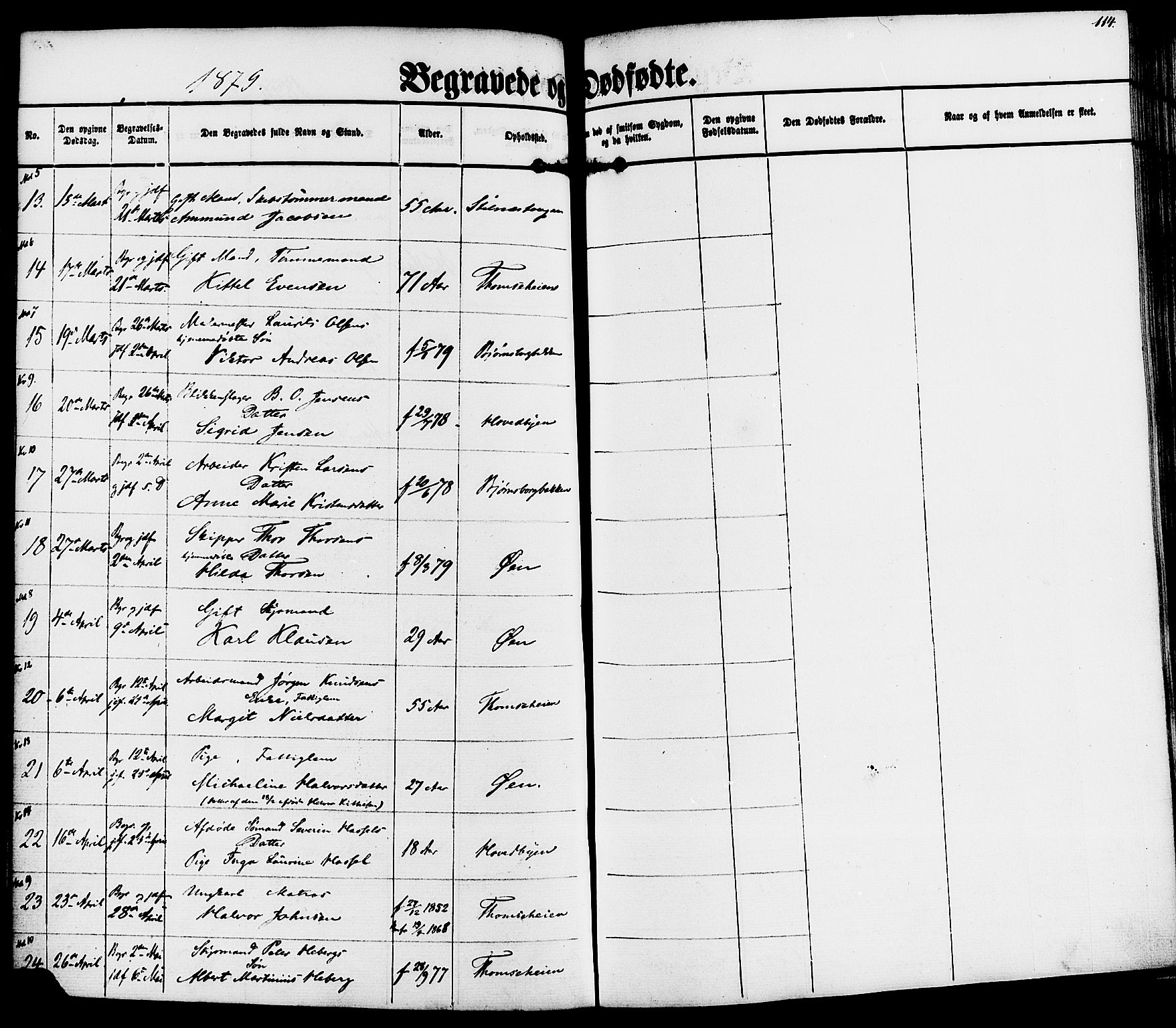 Kragerø kirkebøker, SAKO/A-278/F/Fa/L0010: Parish register (official) no. 10, 1861-1885, p. 114