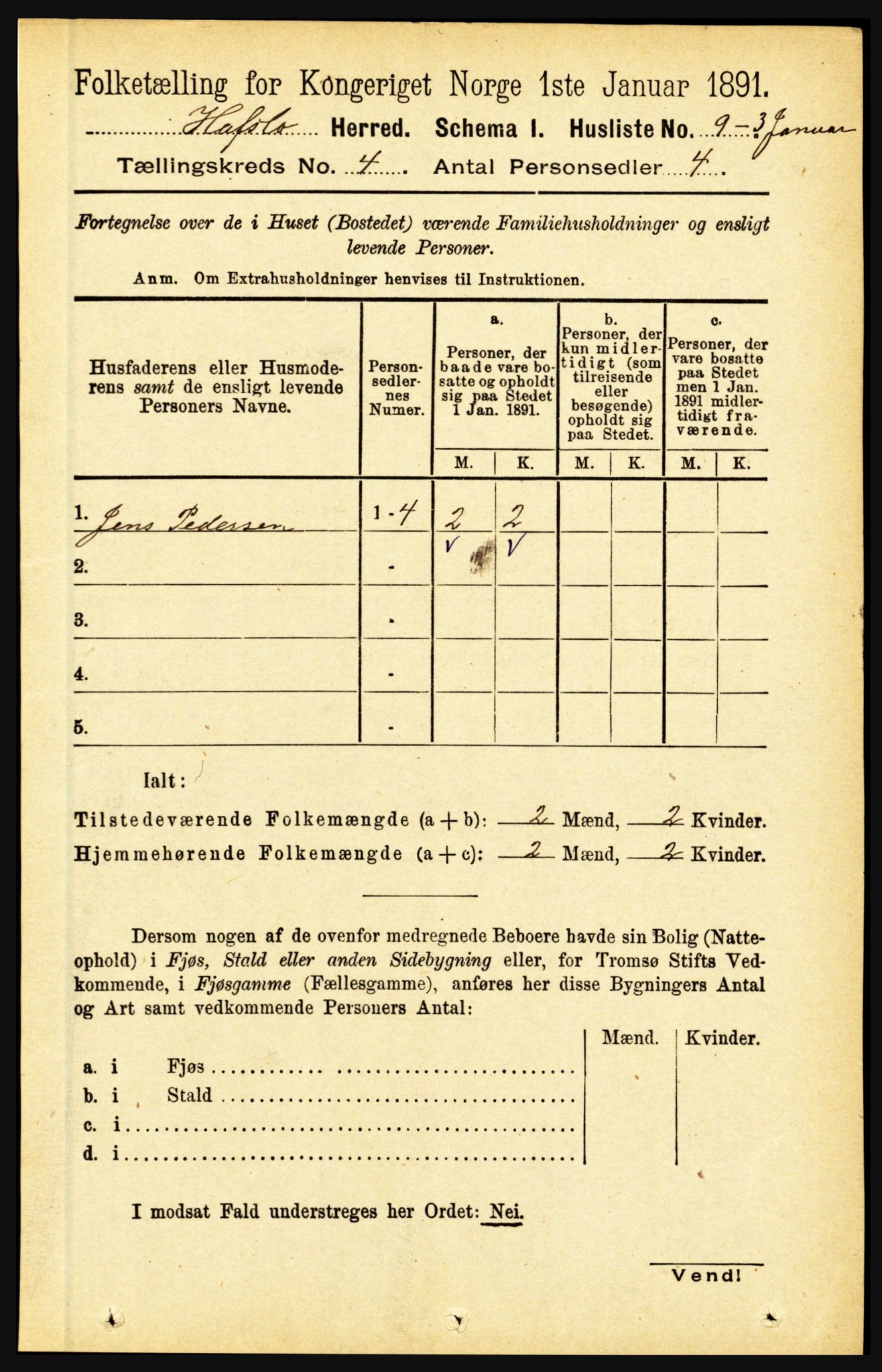 RA, 1891 census for 1425 Hafslo, 1891, p. 1524