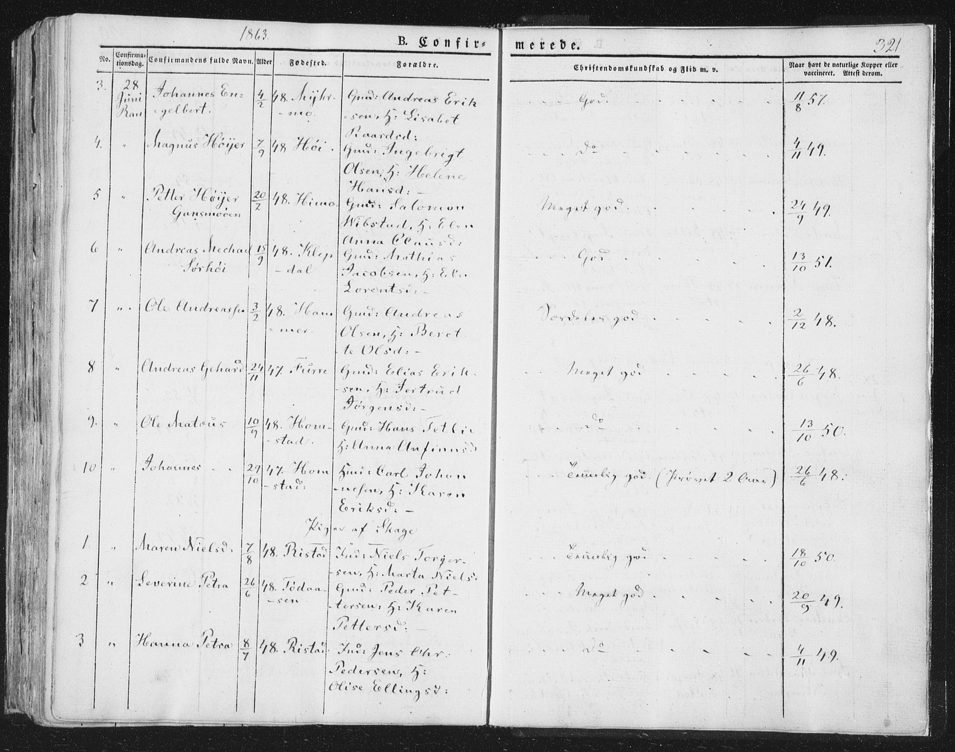 Ministerialprotokoller, klokkerbøker og fødselsregistre - Nord-Trøndelag, AV/SAT-A-1458/764/L0551: Parish register (official) no. 764A07a, 1824-1864, p. 321