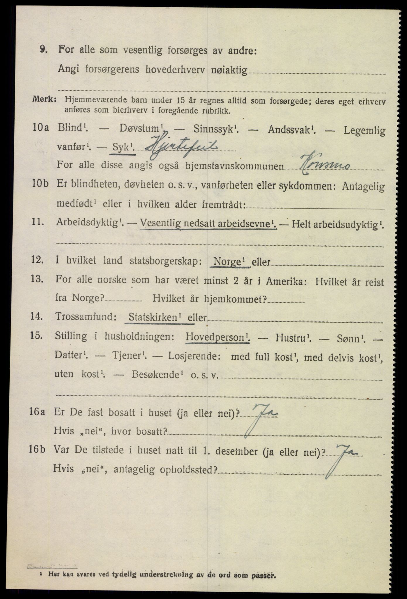 SAK, 1920 census for Oddernes, 1920, p. 6844