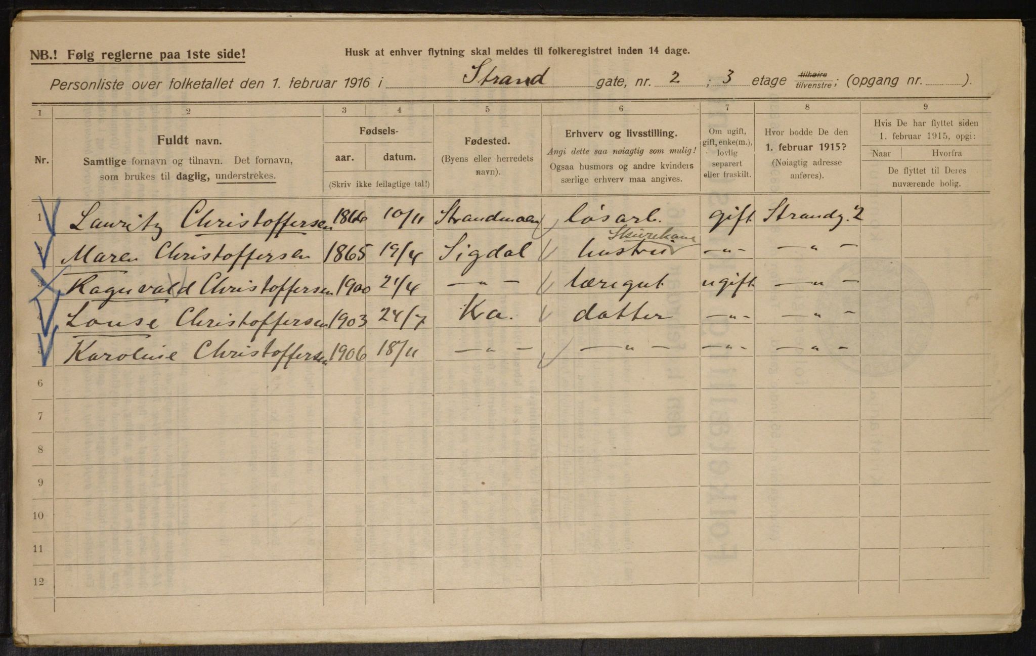 OBA, Municipal Census 1916 for Kristiania, 1916, p. 106466