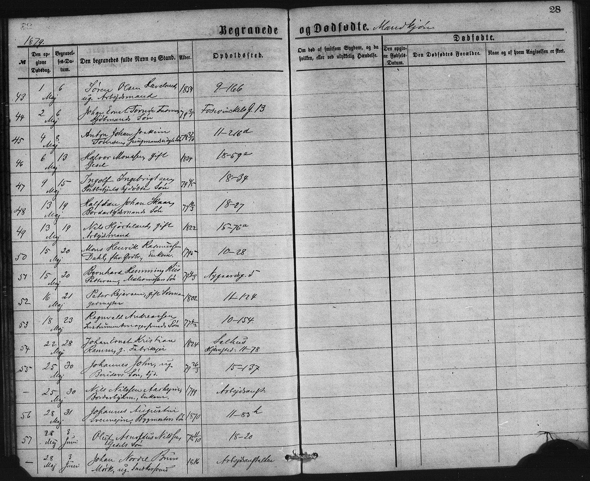 Domkirken sokneprestembete, SAB/A-74801/H/Haa: Parish register (official) no. E 4, 1877-1881, p. 28