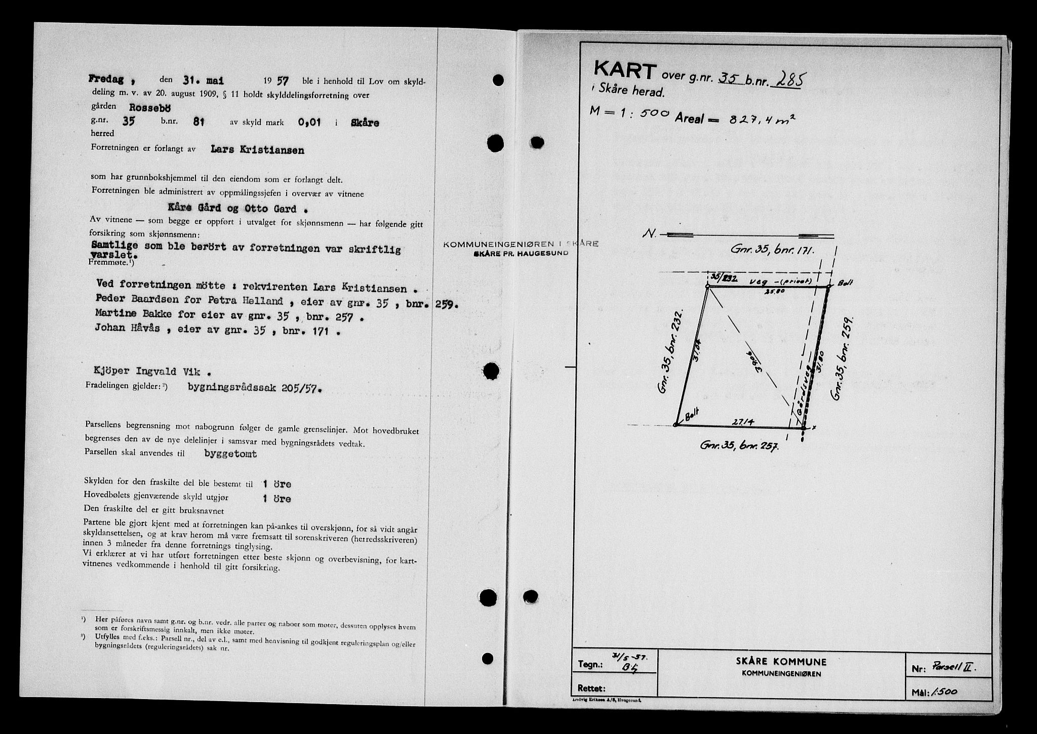 Karmsund sorenskriveri, AV/SAST-A-100311/01/II/IIB/L0125: Mortgage book no. 105A, 1957-1957, Diary no: : 2106/1957