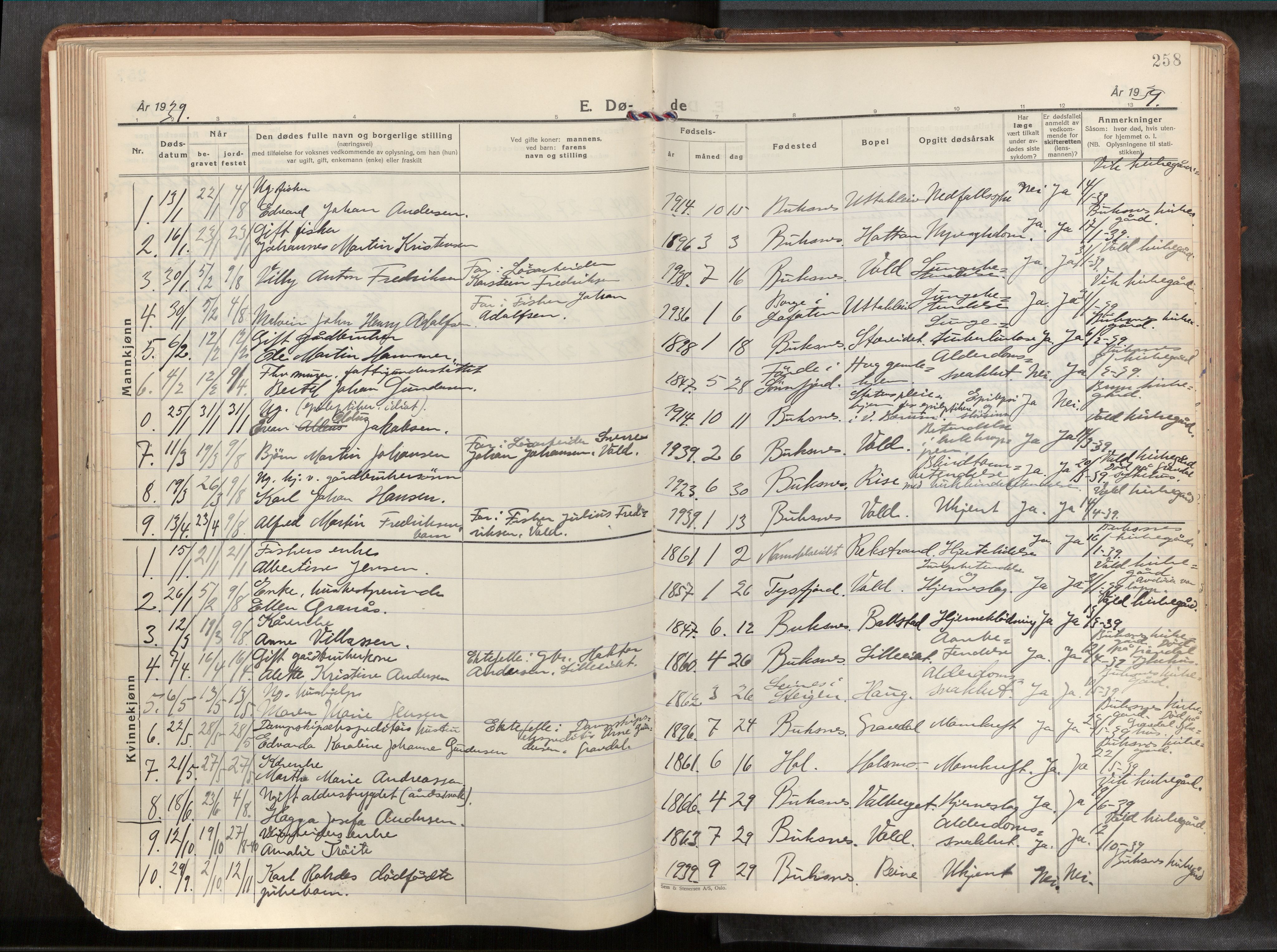 Ministerialprotokoller, klokkerbøker og fødselsregistre - Nordland, AV/SAT-A-1459/881/L1161: Parish register (official) no. 881A14, 1932-1955, p. 258