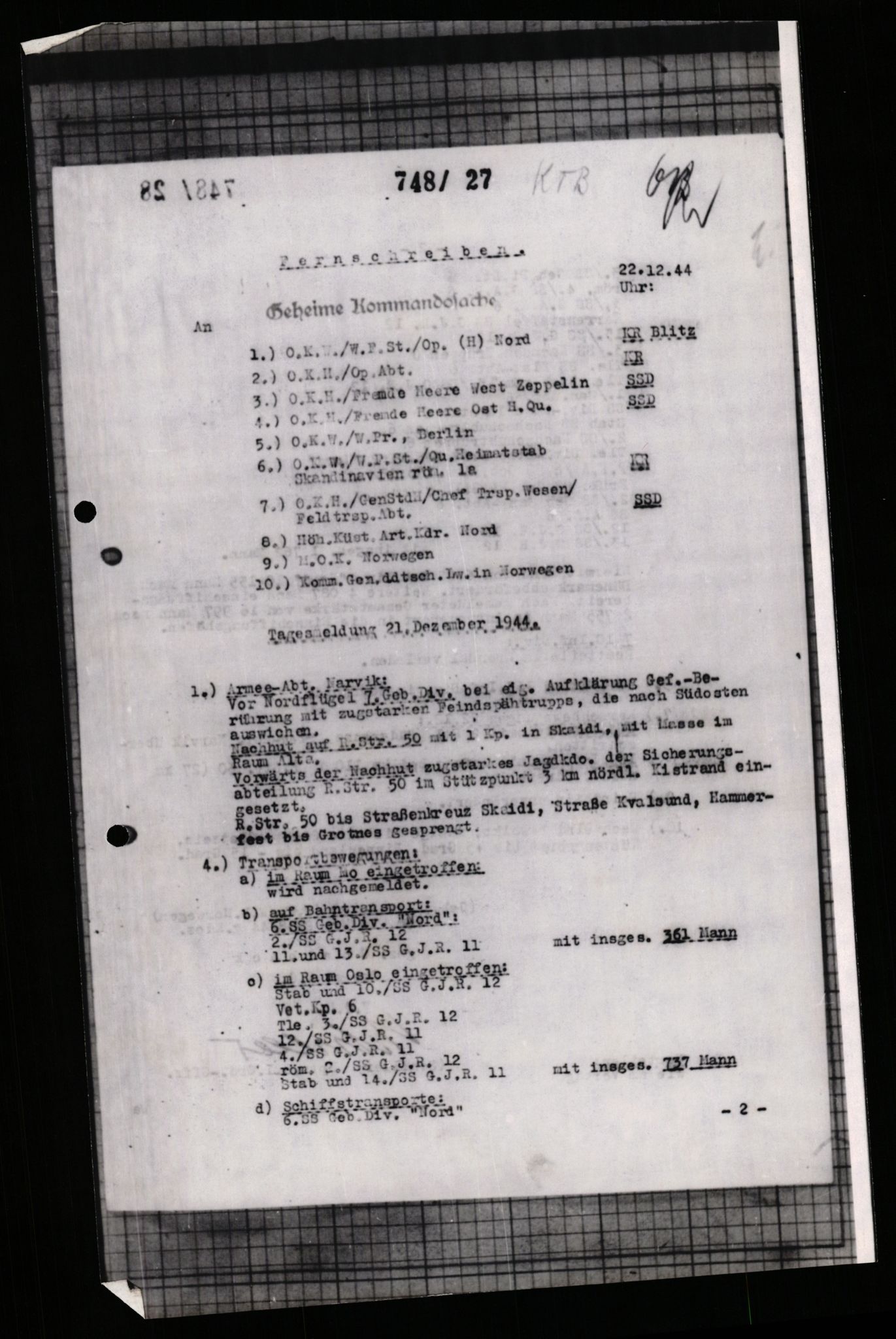 Forsvarets Overkommando. 2 kontor. Arkiv 11.4. Spredte tyske arkivsaker, AV/RA-RAFA-7031/D/Dar/Dara/L0005: Krigsdagbøker for 20. Gebirgs-Armee-Oberkommando (AOK 20), 1942-1944, p. 401