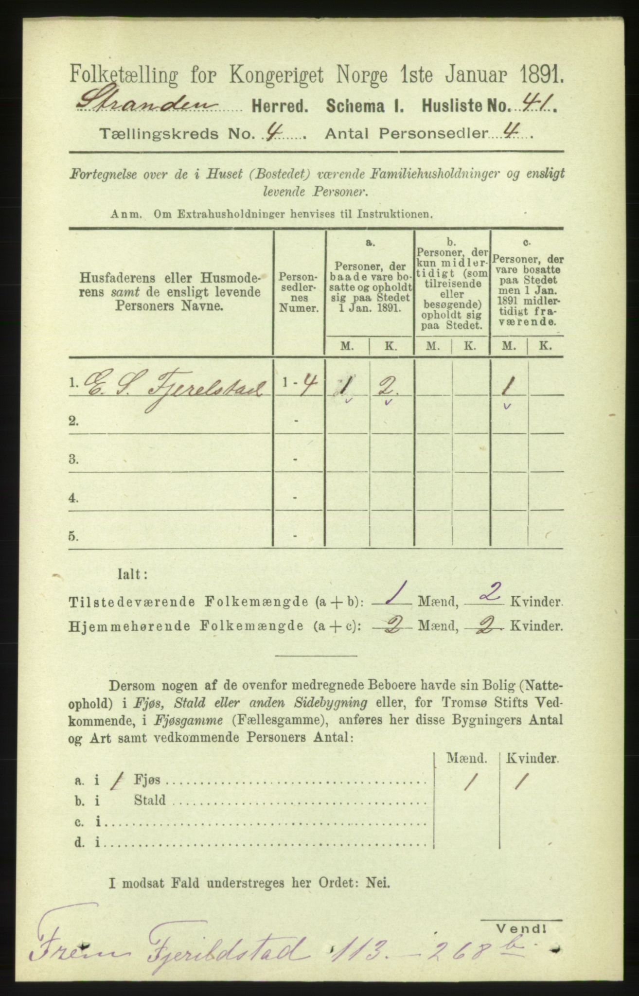 RA, 1891 census for 1525 Stranda, 1891, p. 790