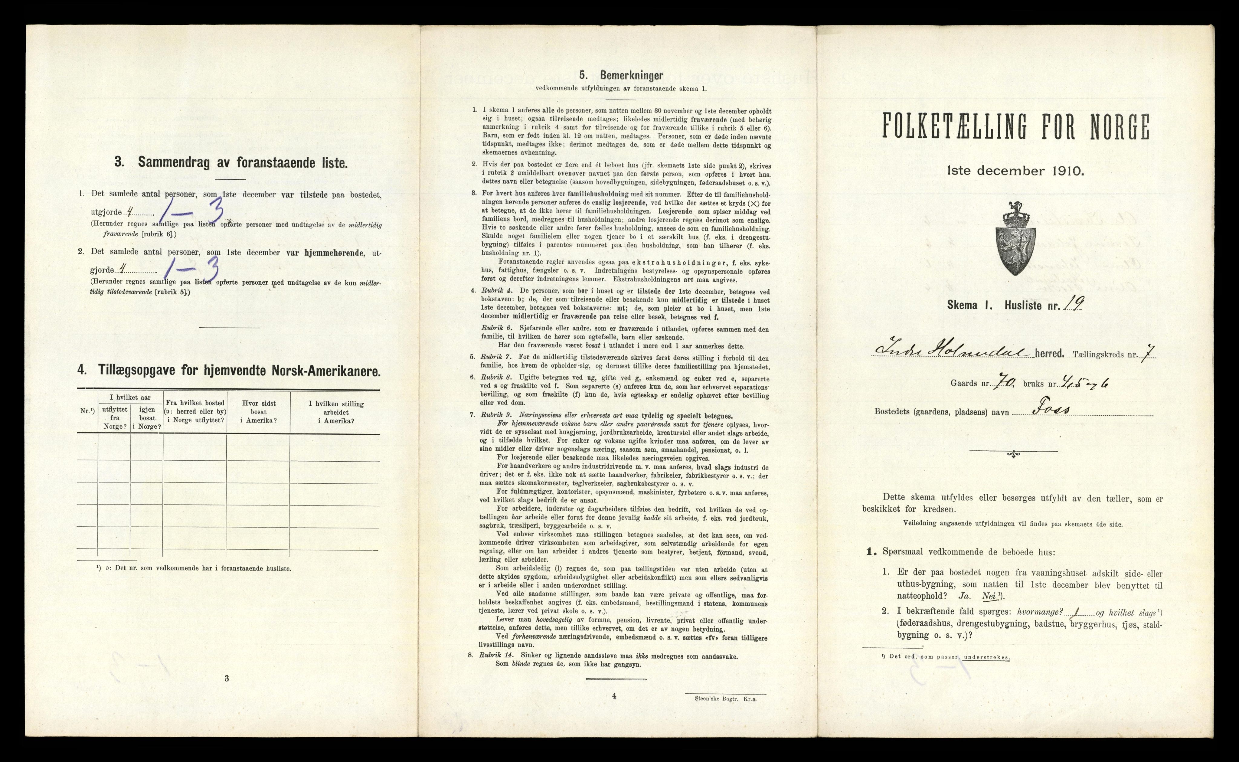 RA, 1910 census for Indre Holmedal, 1910, p. 538