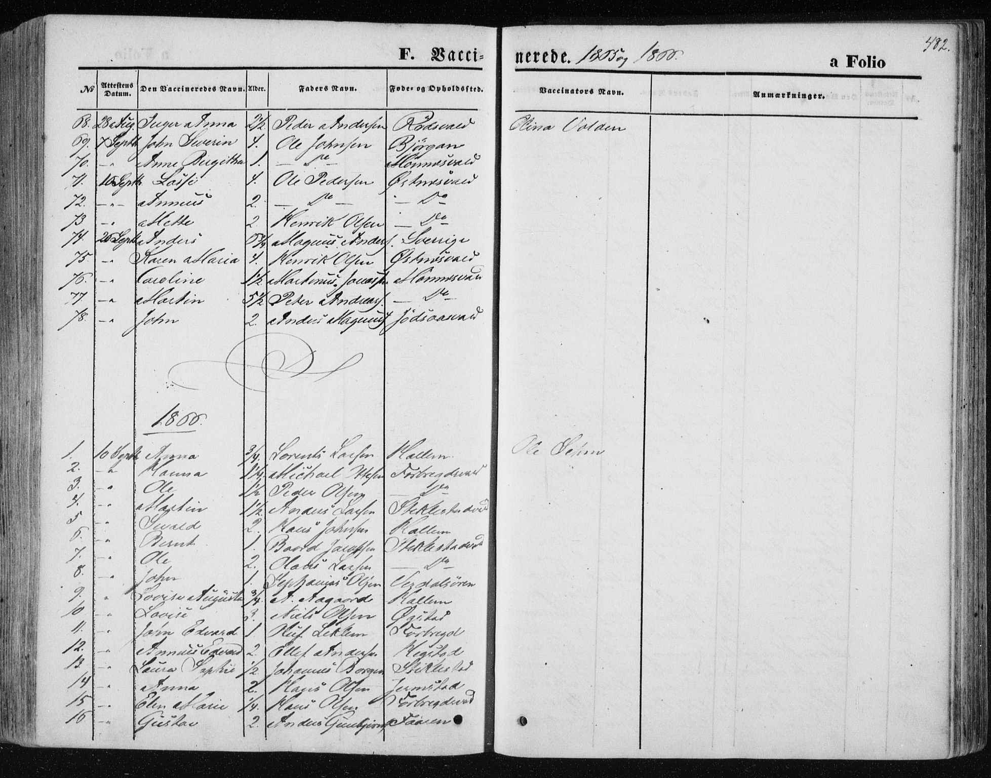 Ministerialprotokoller, klokkerbøker og fødselsregistre - Nord-Trøndelag, SAT/A-1458/723/L0241: Parish register (official) no. 723A10, 1860-1869, p. 482