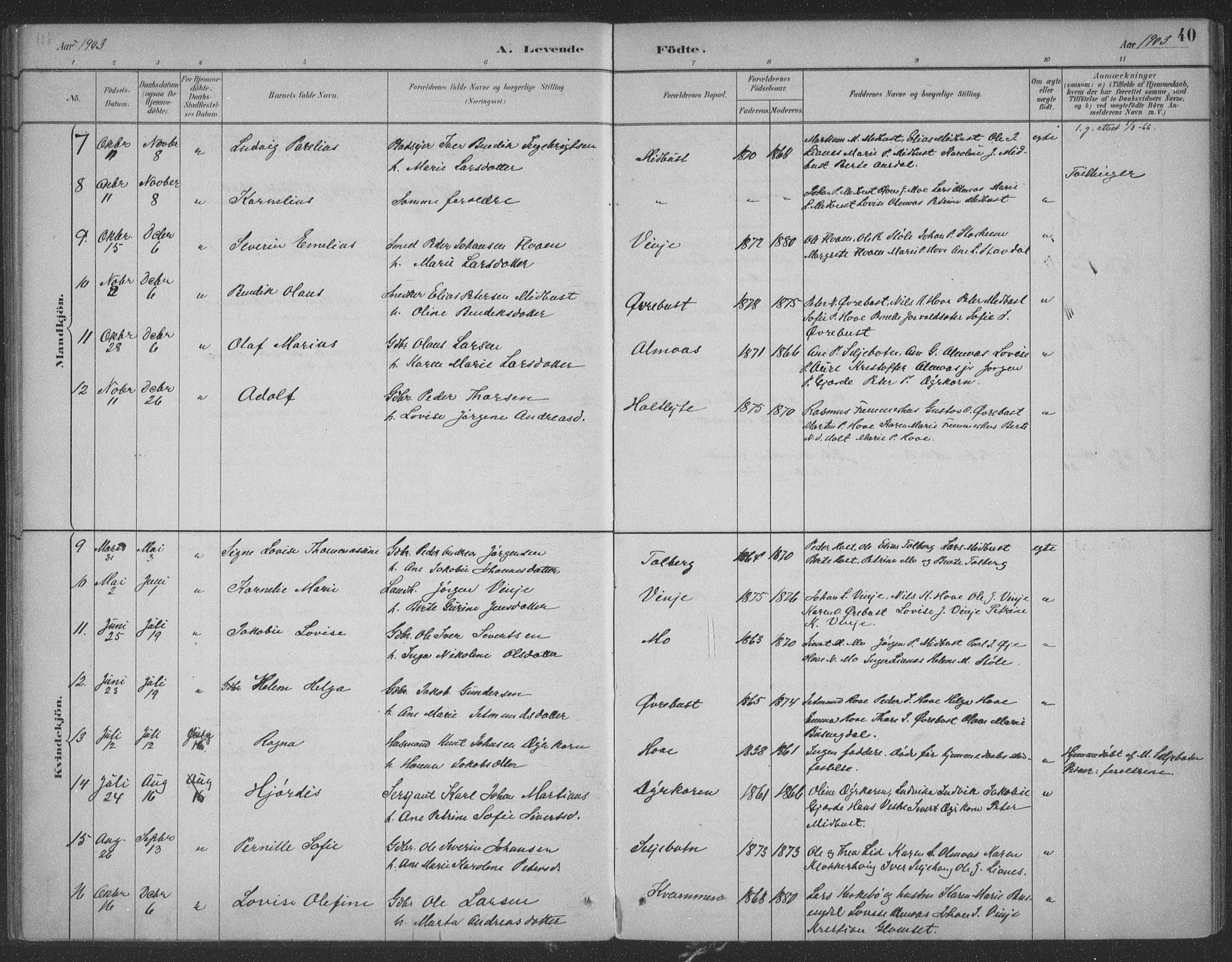 Ministerialprotokoller, klokkerbøker og fødselsregistre - Møre og Romsdal, SAT/A-1454/521/L0299: Parish register (official) no. 521A01, 1882-1907, p. 40