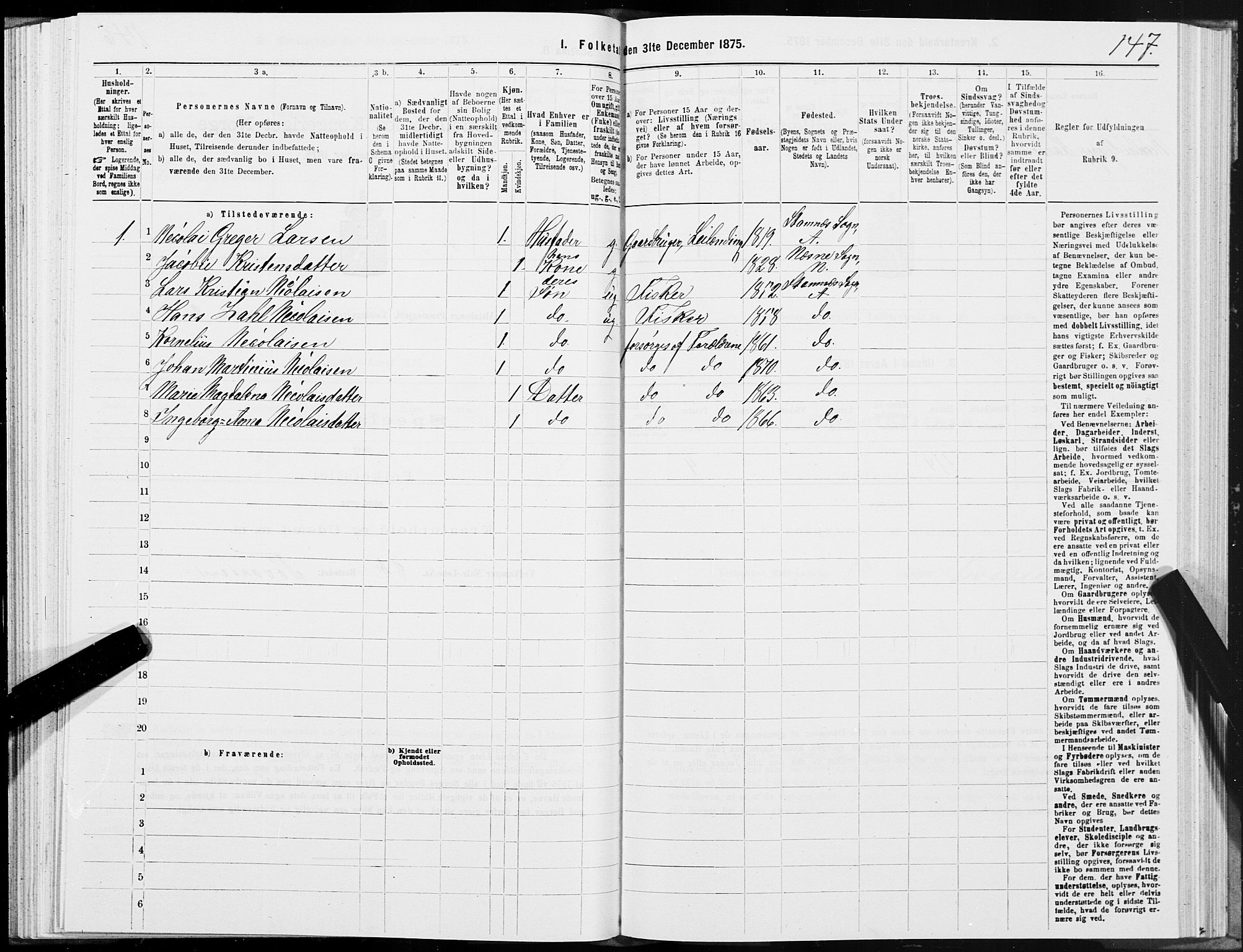 SAT, 1875 census for 1820P Alstahaug, 1875, p. 4147