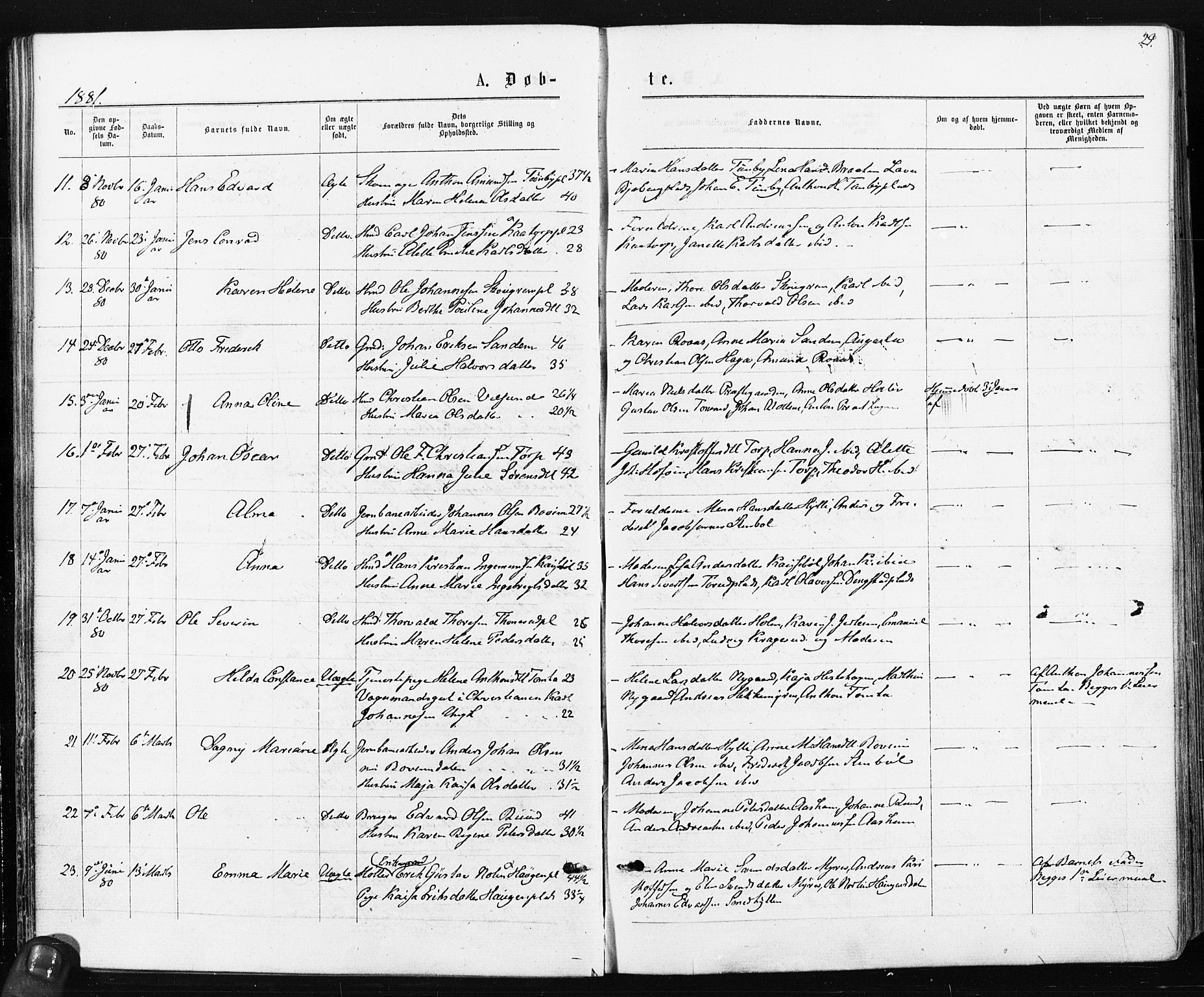 Spydeberg prestekontor Kirkebøker, SAO/A-10924/F/Fa/L0007: Parish register (official) no. I 7, 1875-1885, p. 29