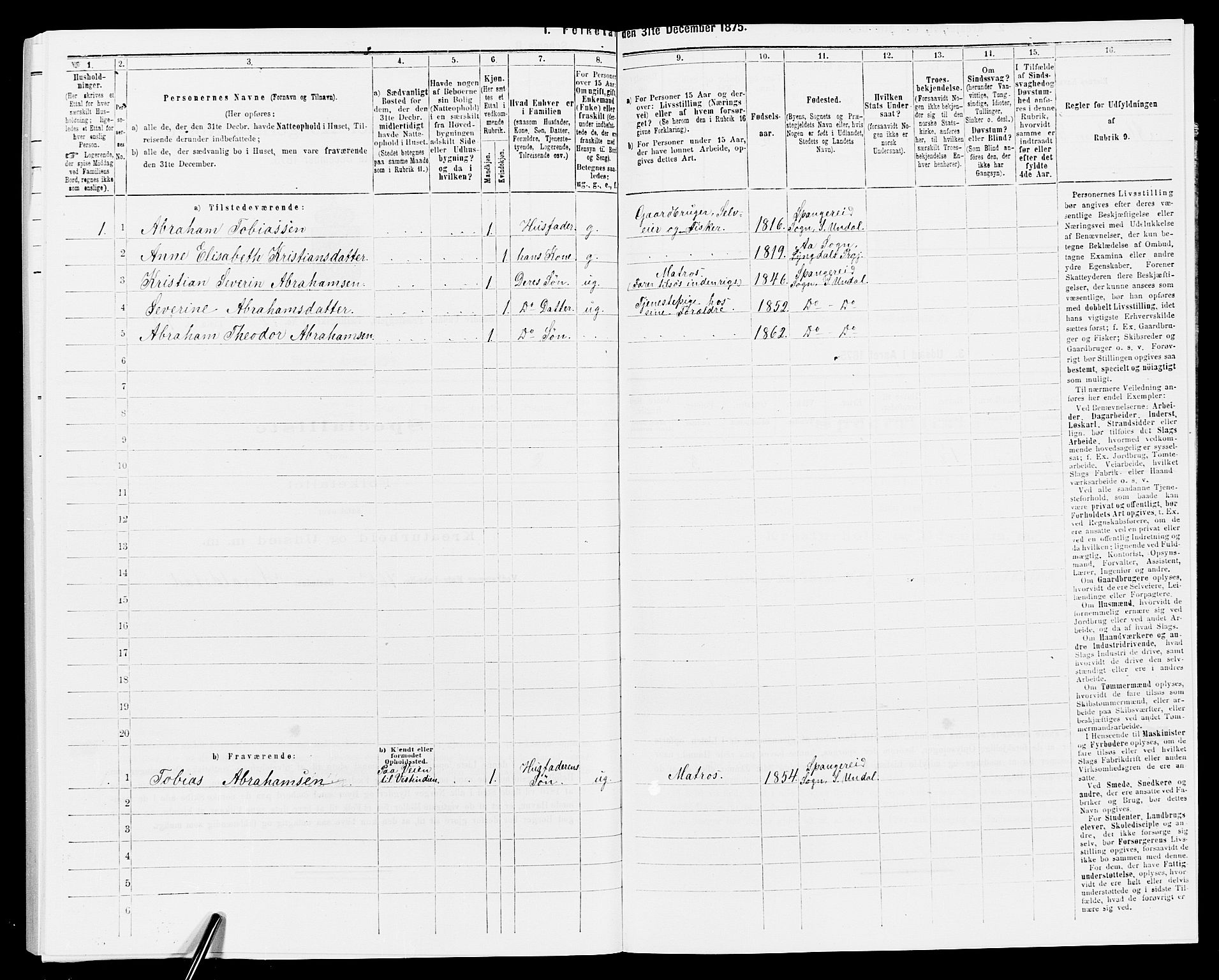 SAK, 1875 census for 1029P Sør-Audnedal, 1875, p. 1882