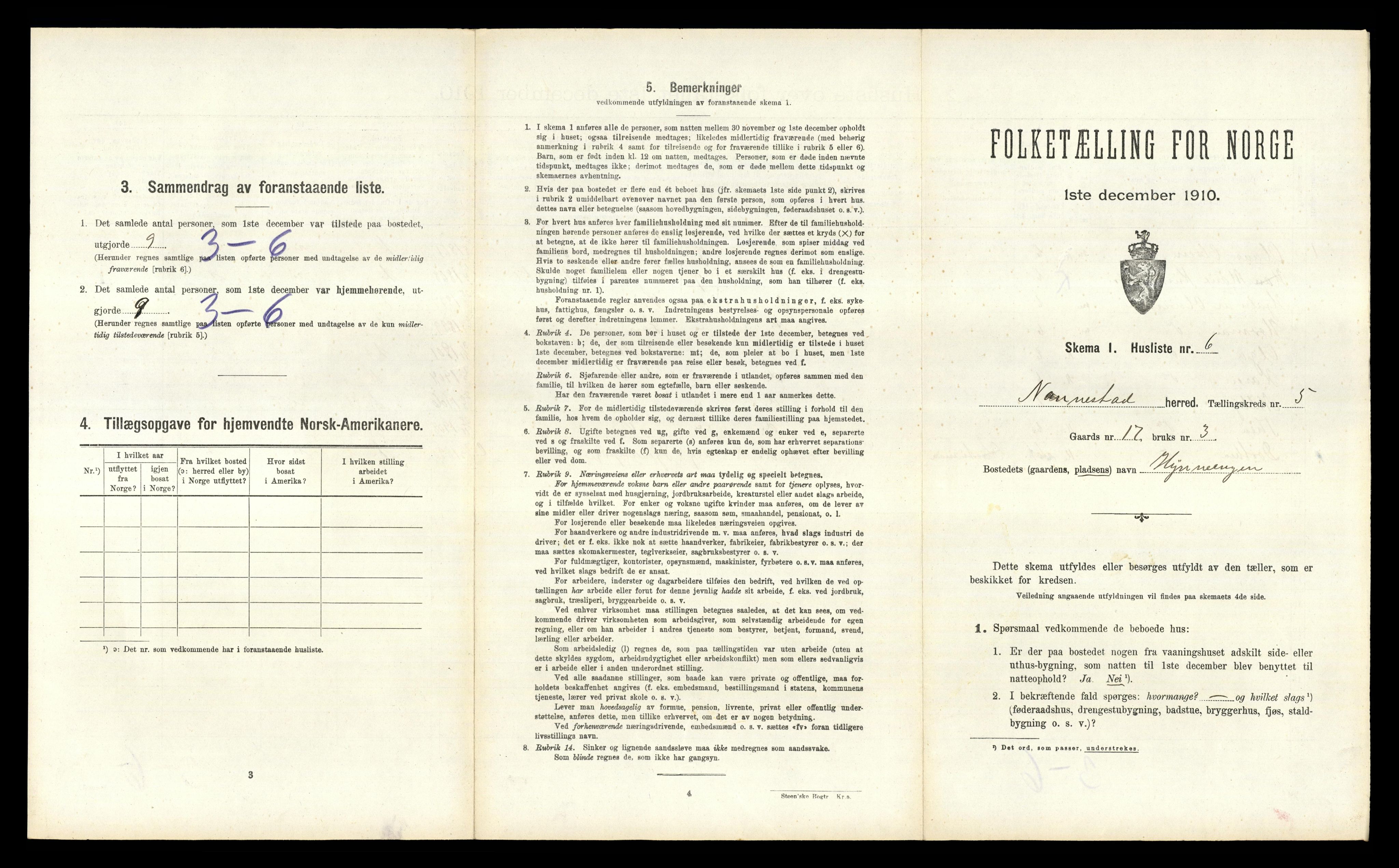 RA, 1910 census for Nannestad, 1910, p. 527