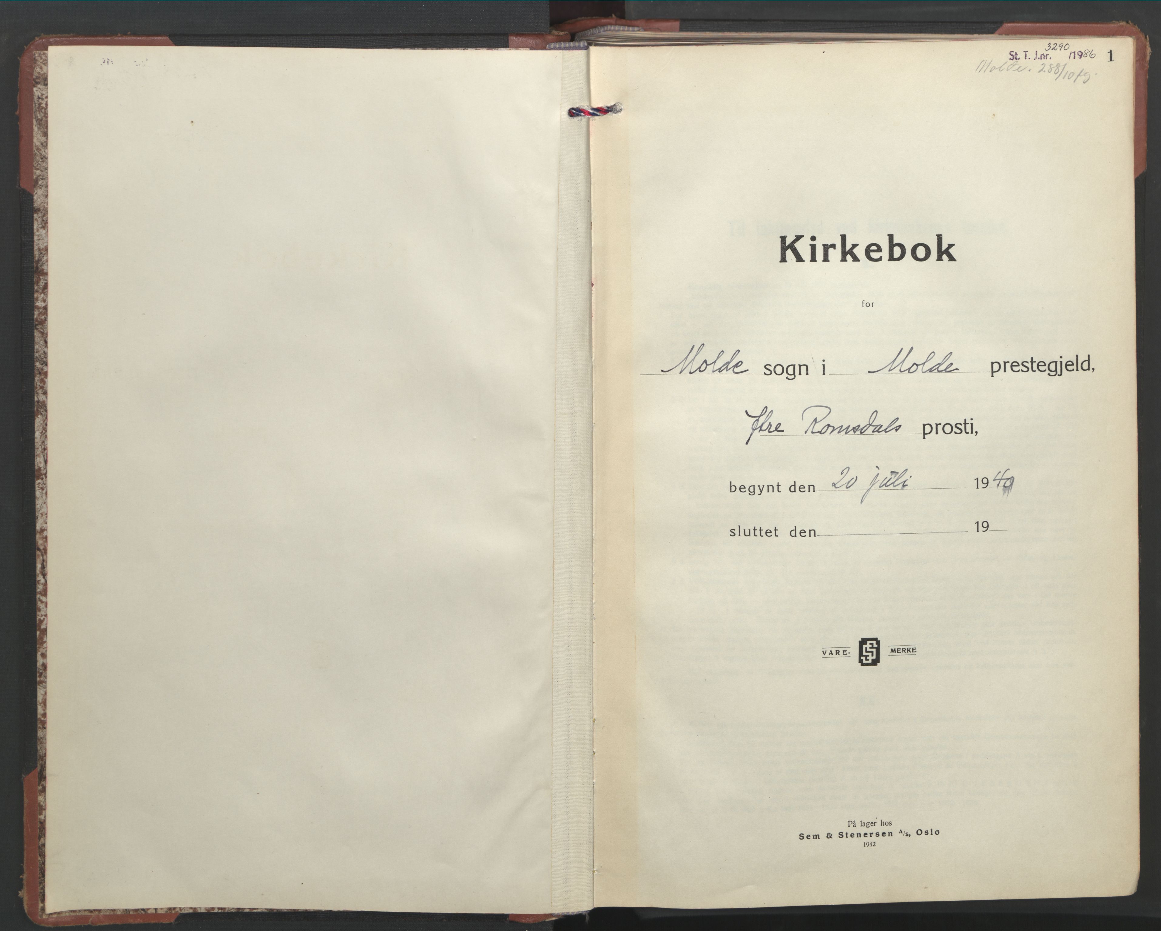 Ministerialprotokoller, klokkerbøker og fødselsregistre - Møre og Romsdal, AV/SAT-A-1454/558/L0705: Parish register (copy) no. 558C06, 1940-1953, p. 1