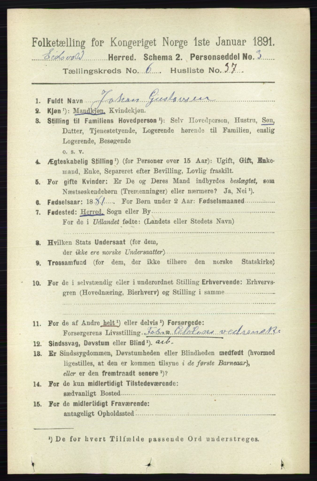 RA, 1891 census for 0237 Eidsvoll, 1891, p. 3974