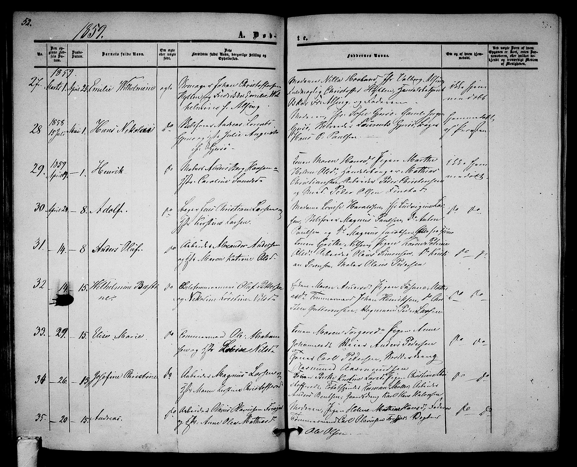 Tønsberg kirkebøker, AV/SAKO-A-330/G/Ga/L0003: Parish register (copy) no. 3, 1855-1864, p. 52