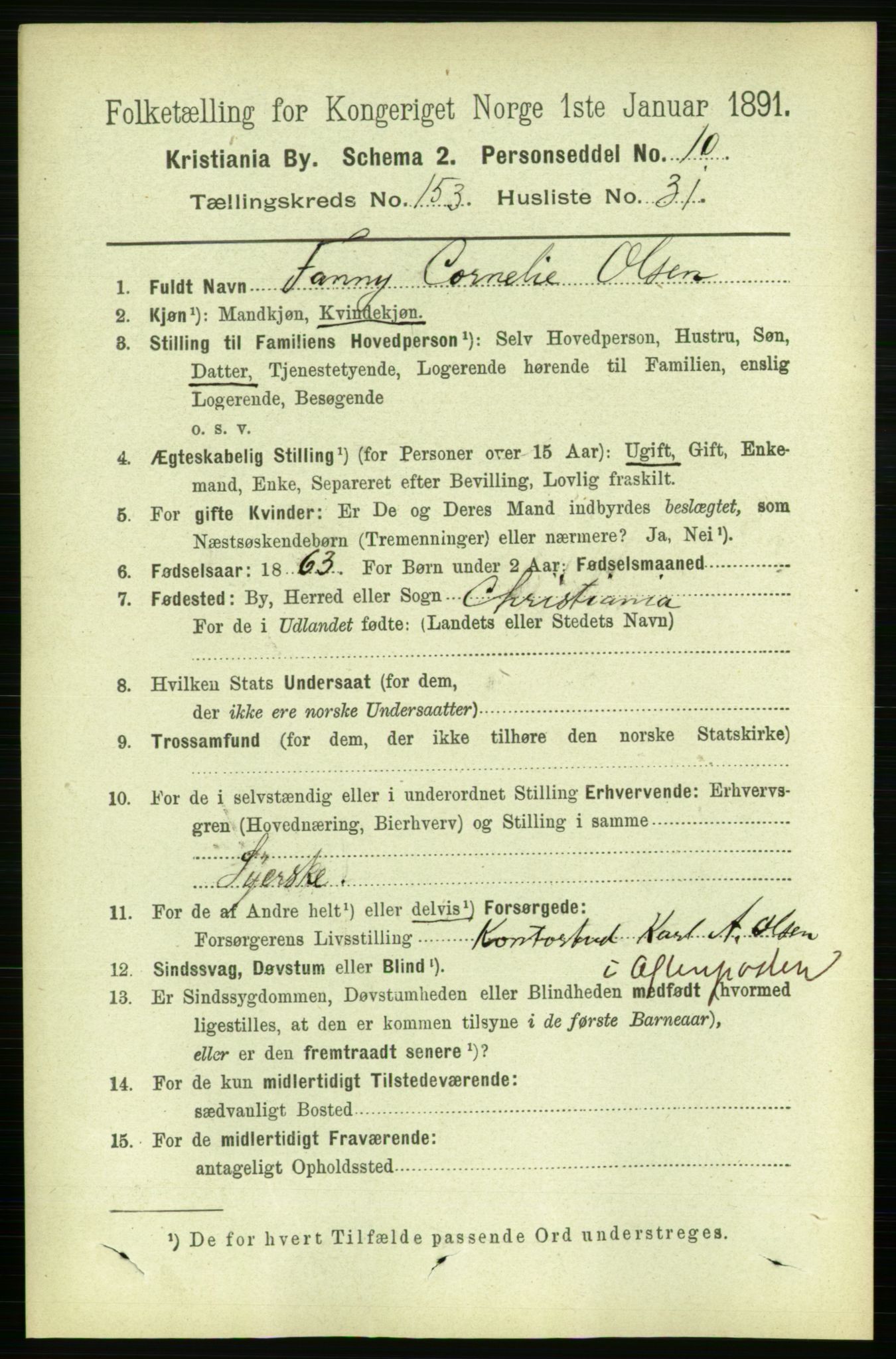 RA, 1891 census for 0301 Kristiania, 1891, p. 86960