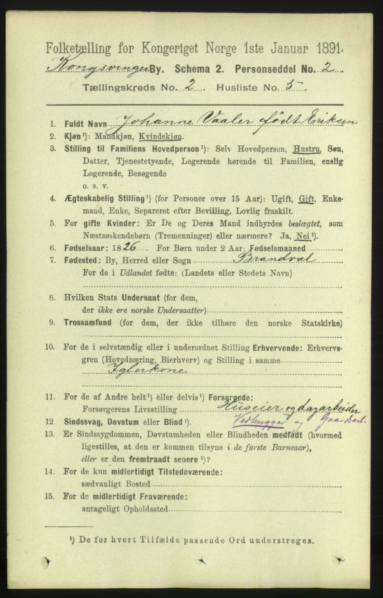 RA, 1891 census for 0402 Kongsvinger, 1891, p. 824