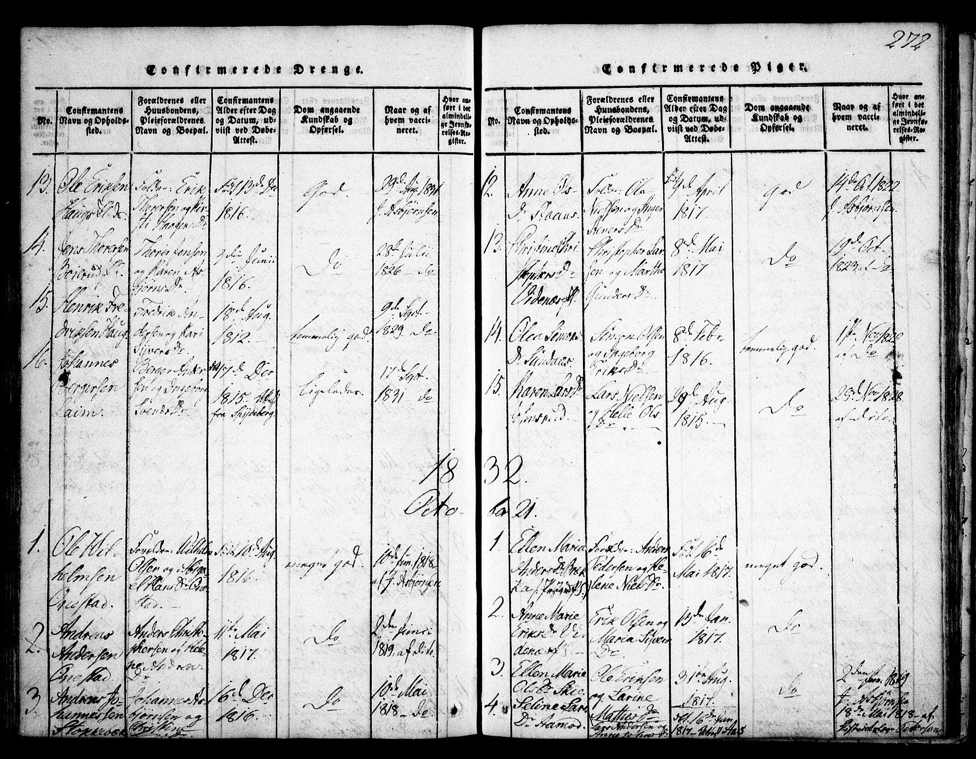 Skiptvet prestekontor Kirkebøker, AV/SAO-A-20009/F/Fa/L0005: Parish register (official) no. 5, 1814-1838, p. 272