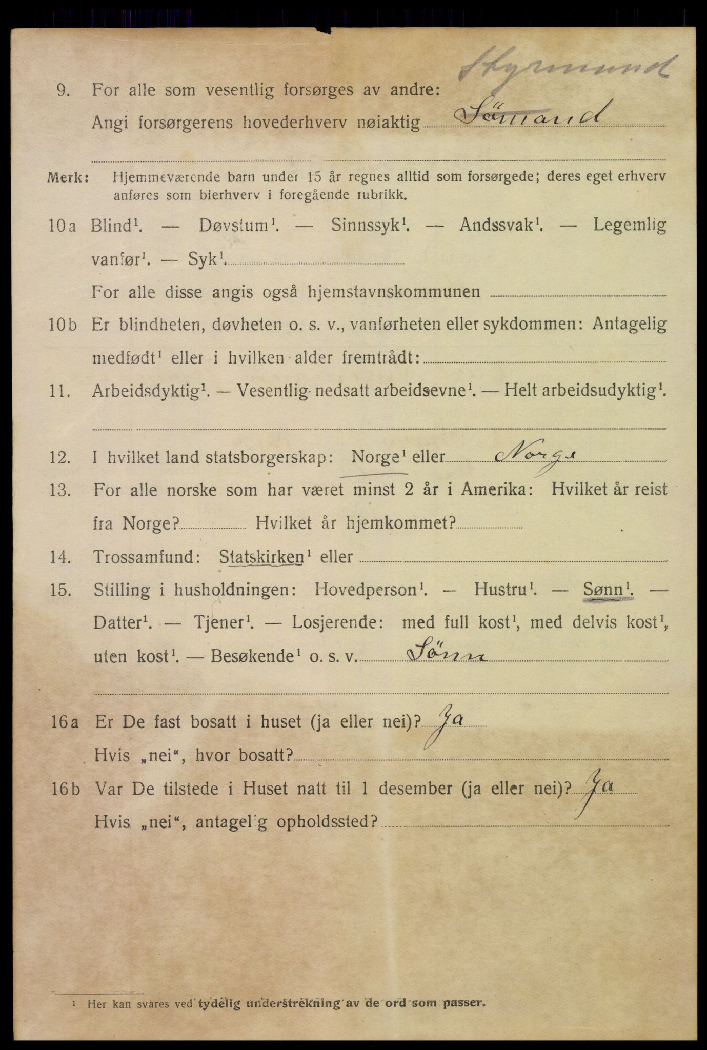 SAK, 1920 census for Arendal, 1920, p. 23315