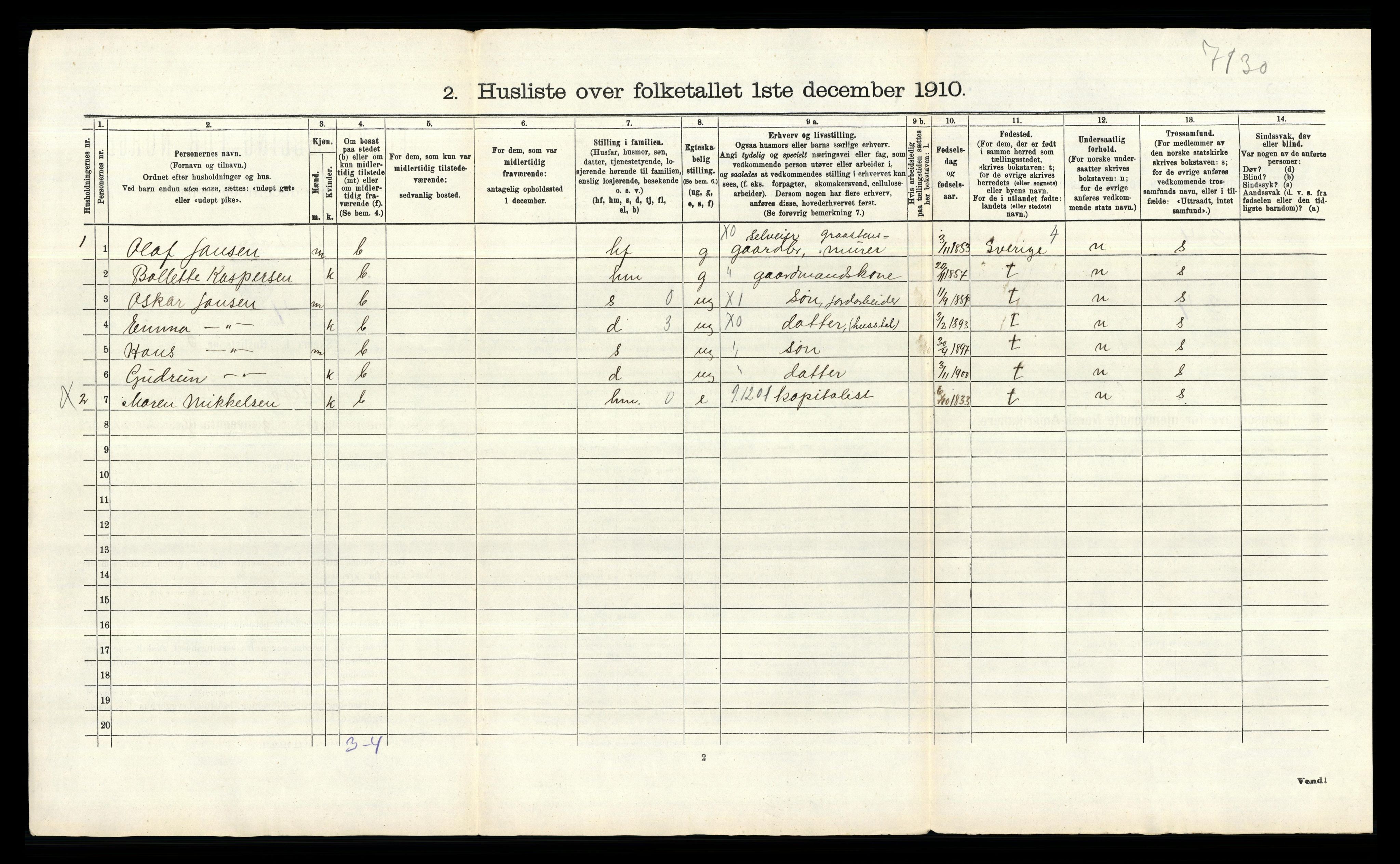 RA, 1910 census for Onsøy, 1910, p. 70