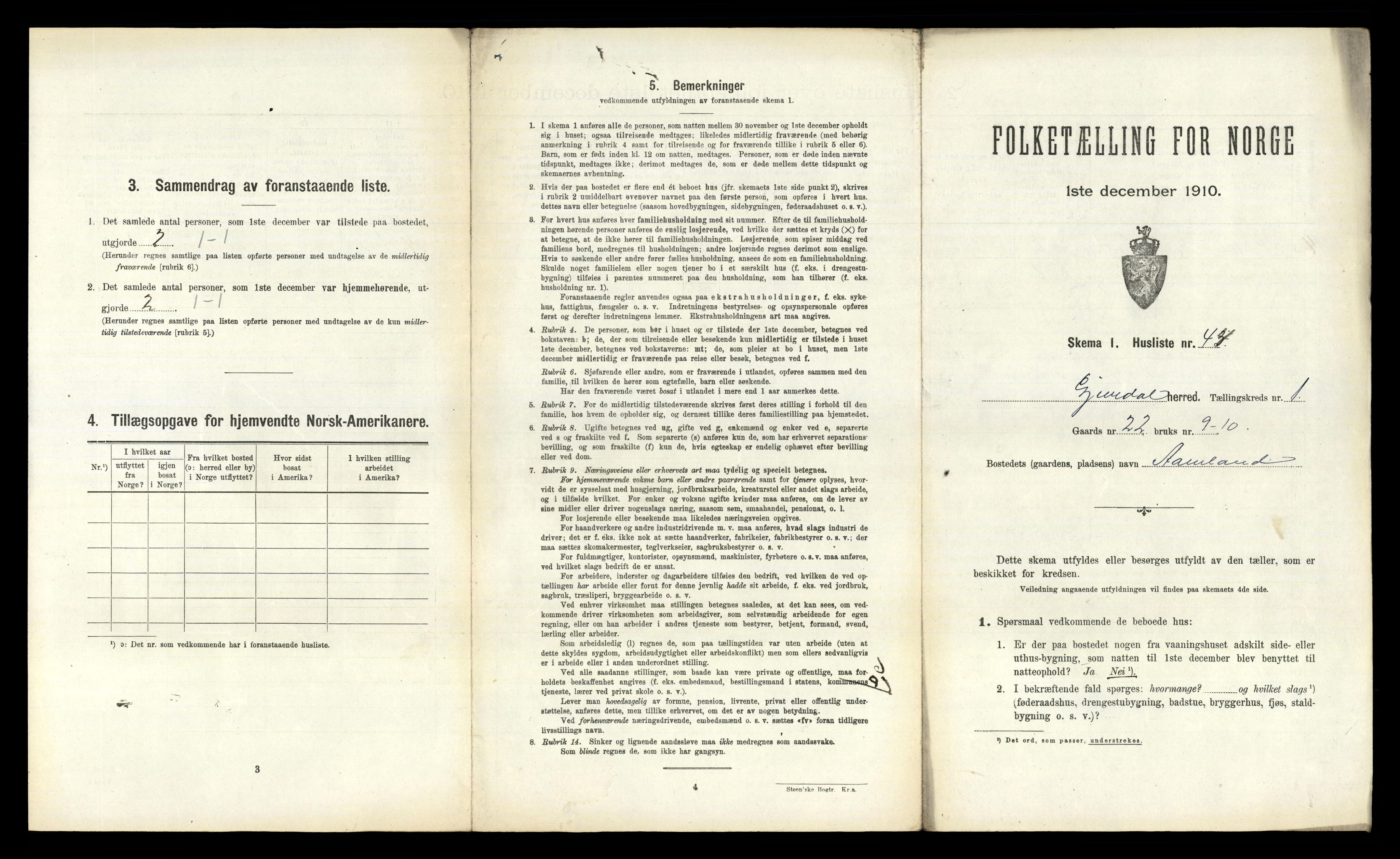 RA, 1910 census for Gjøvdal, 1910, p. 106