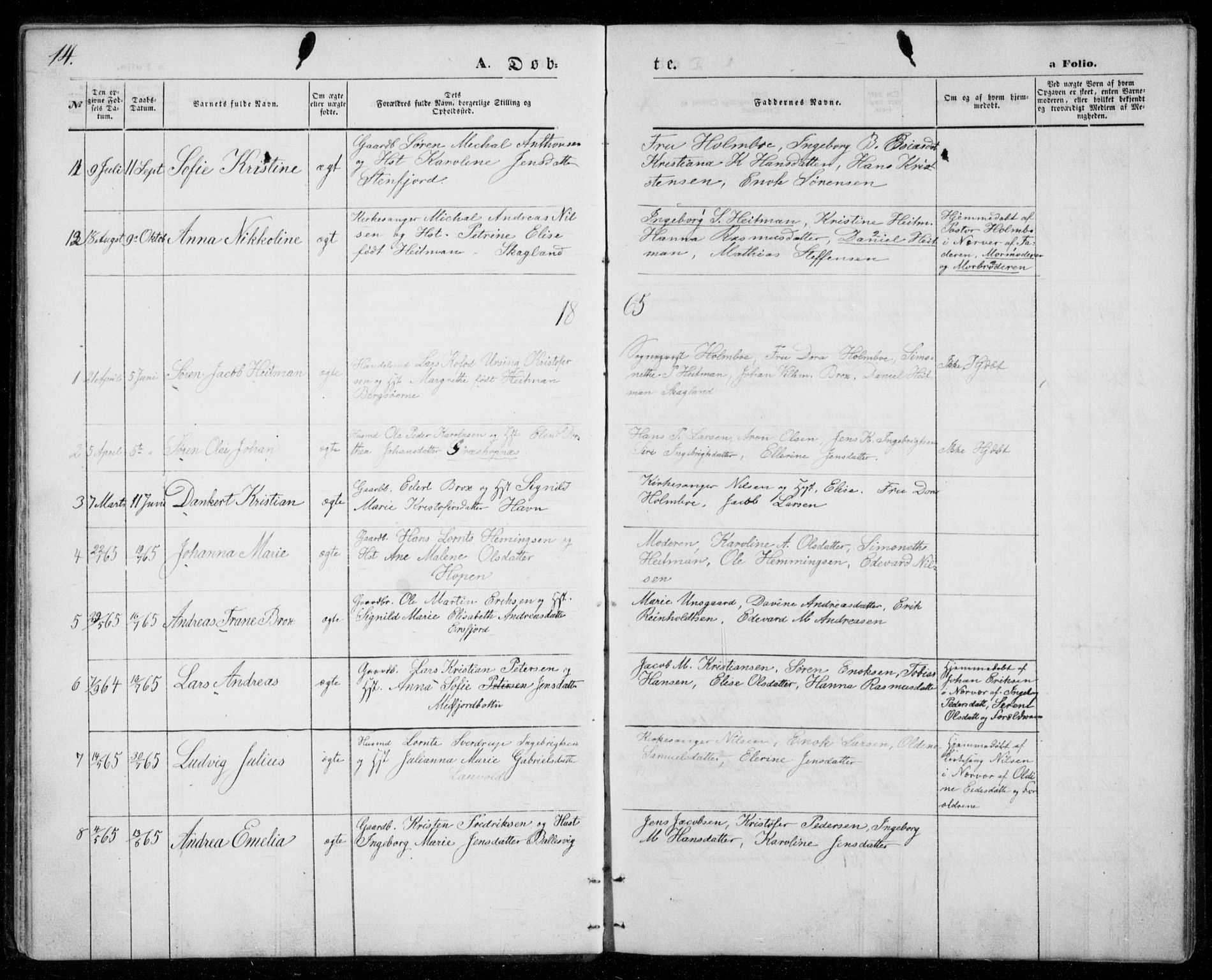 Berg sokneprestkontor, SATØ/S-1318/G/Ga/Gab/L0002klokker: Parish register (copy) no. 2, 1851-1874, p. 14