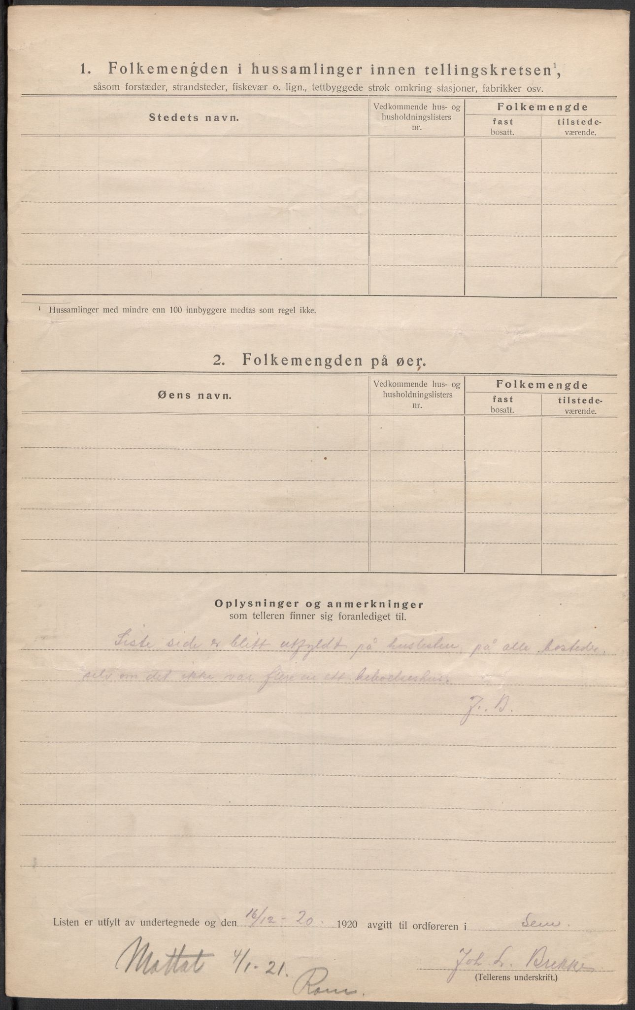 SAKO, 1920 census for Sem, 1920, p. 33