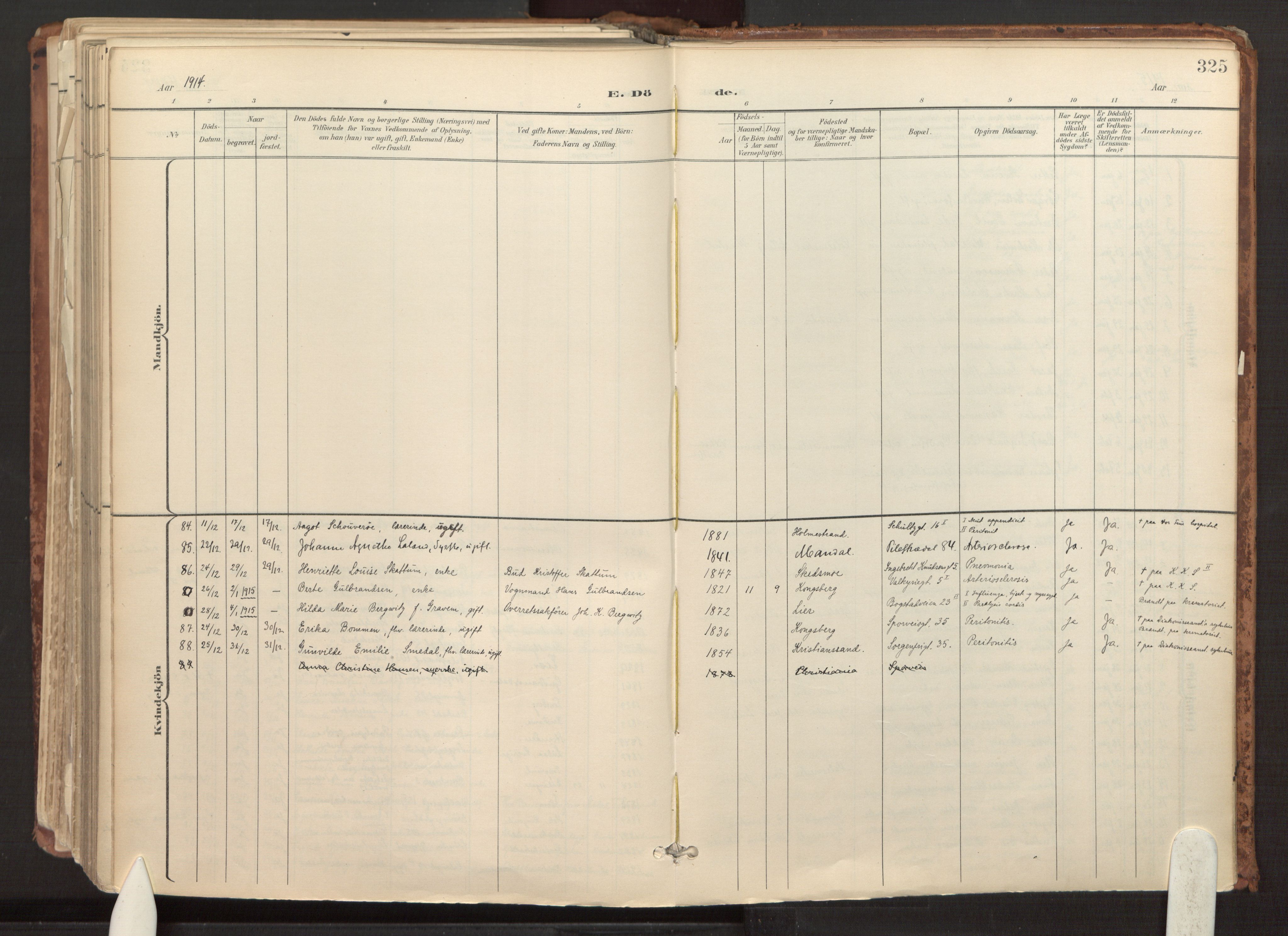 Fagerborg prestekontor Kirkebøker, AV/SAO-A-10844/F/Fa/L0003: Parish register (official) no. 3, 1898-1916, p. 325