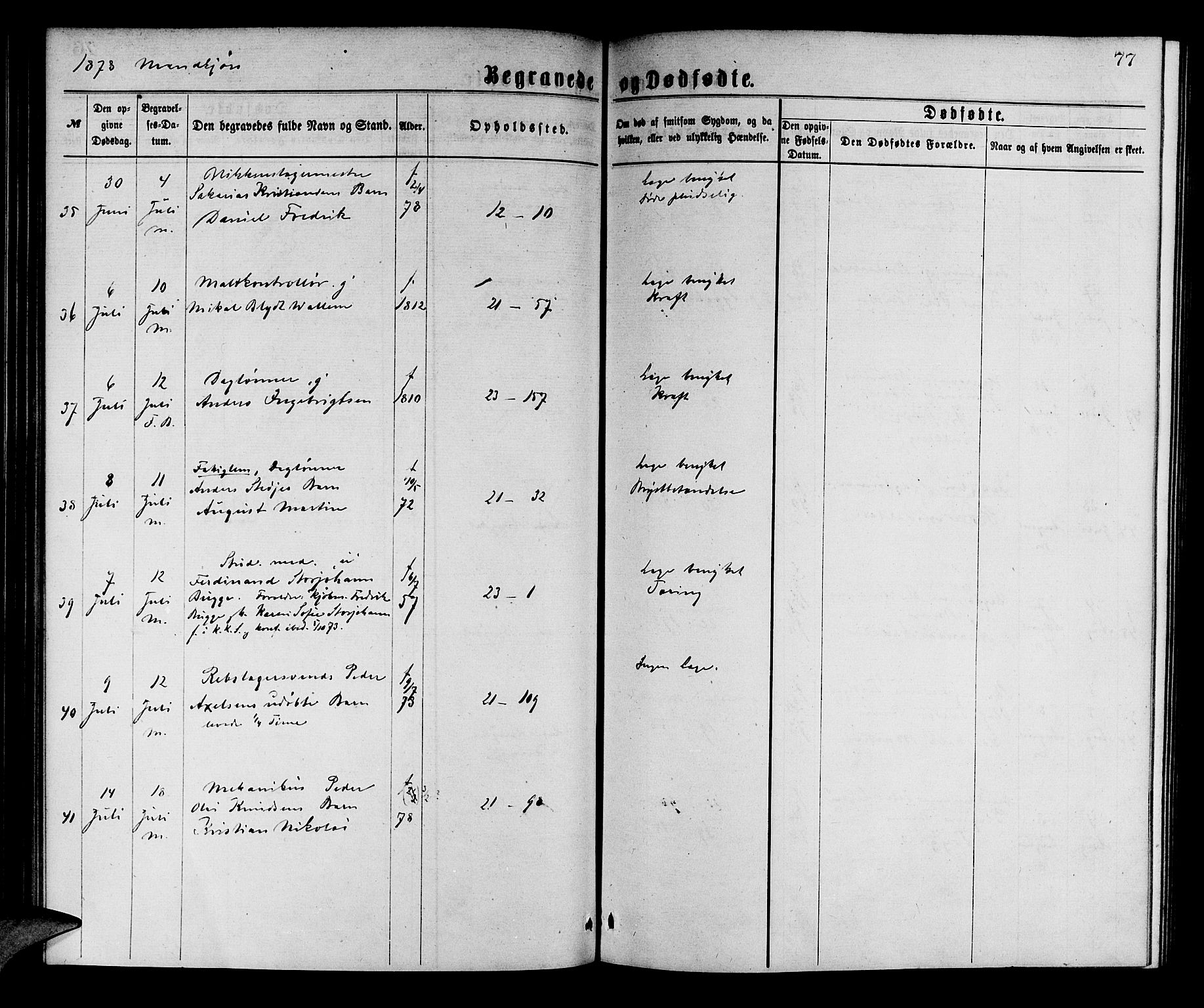 Korskirken sokneprestembete, AV/SAB-A-76101/H/Hab: Parish register (copy) no. E 3, 1871-1883, p. 77