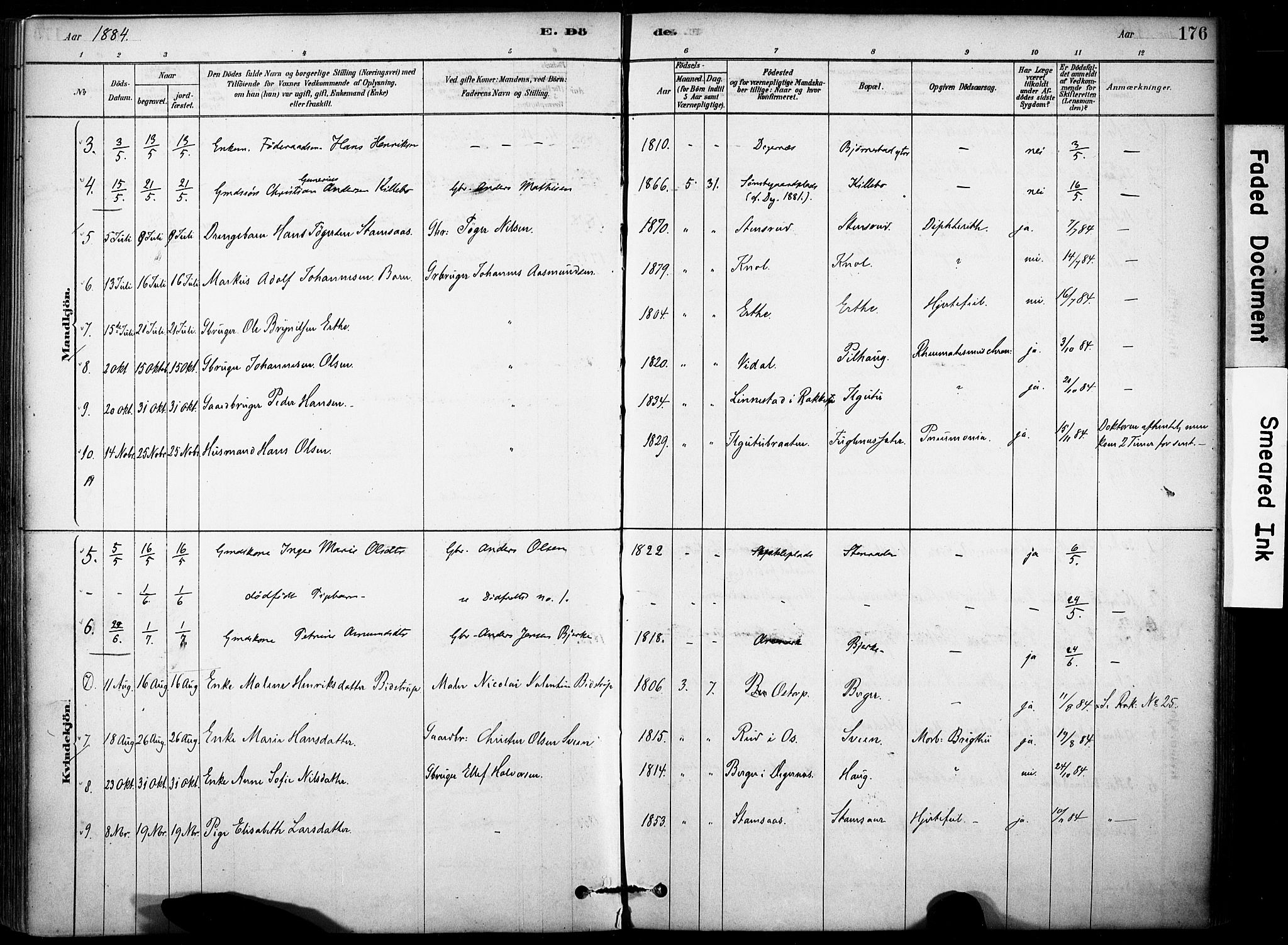 Rakkestad prestekontor Kirkebøker, SAO/A-2008/F/Fb/L0001: Parish register (official) no. II 1, 1878-1899, p. 176