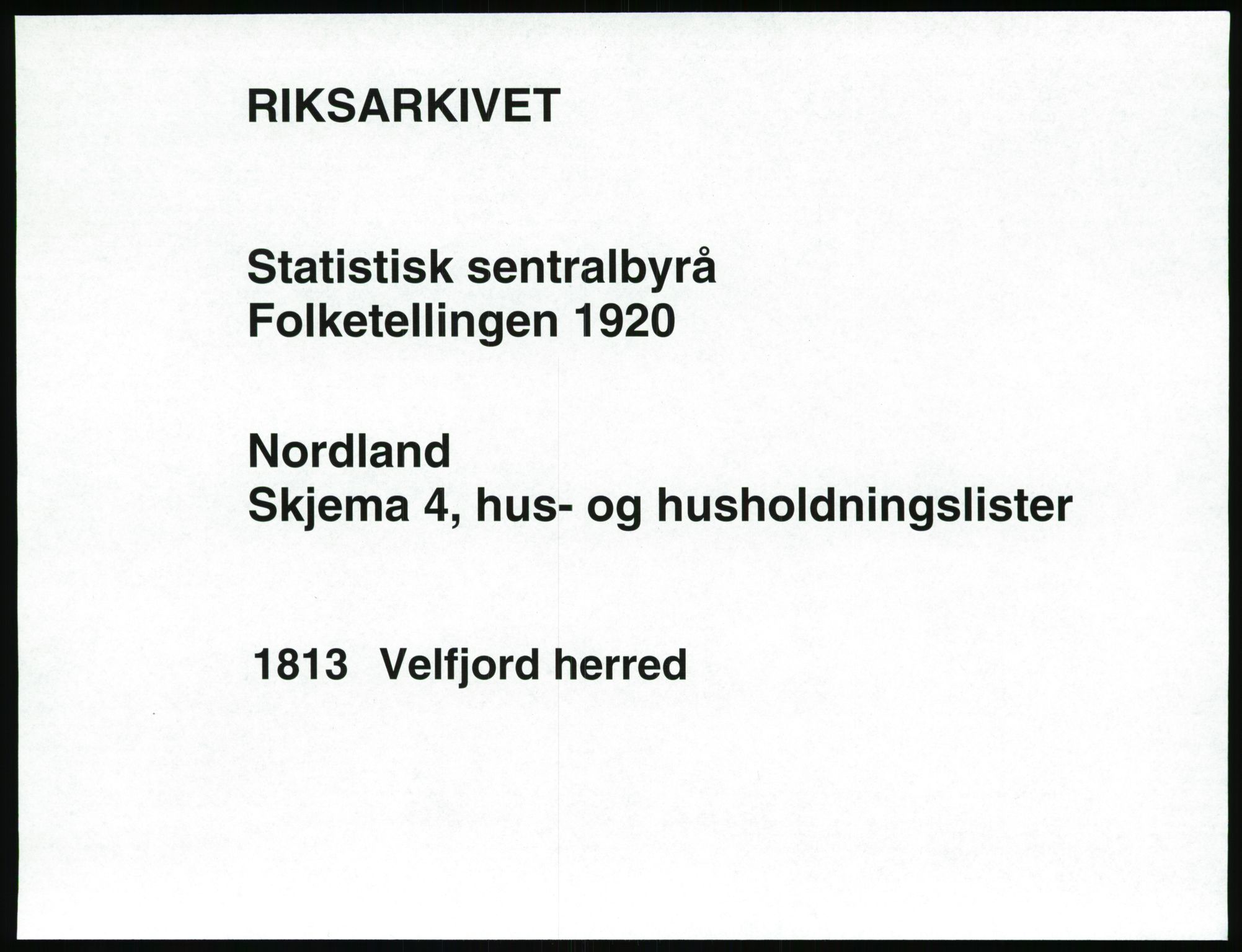 SAT, 1920 census for Velfjord, 1920, p. 33