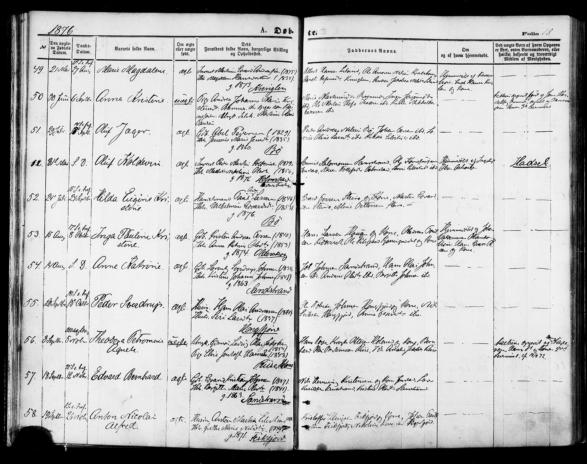 Ministerialprotokoller, klokkerbøker og fødselsregistre - Nordland, AV/SAT-A-1459/895/L1370: Parish register (official) no. 895A05, 1873-1884, p. 18