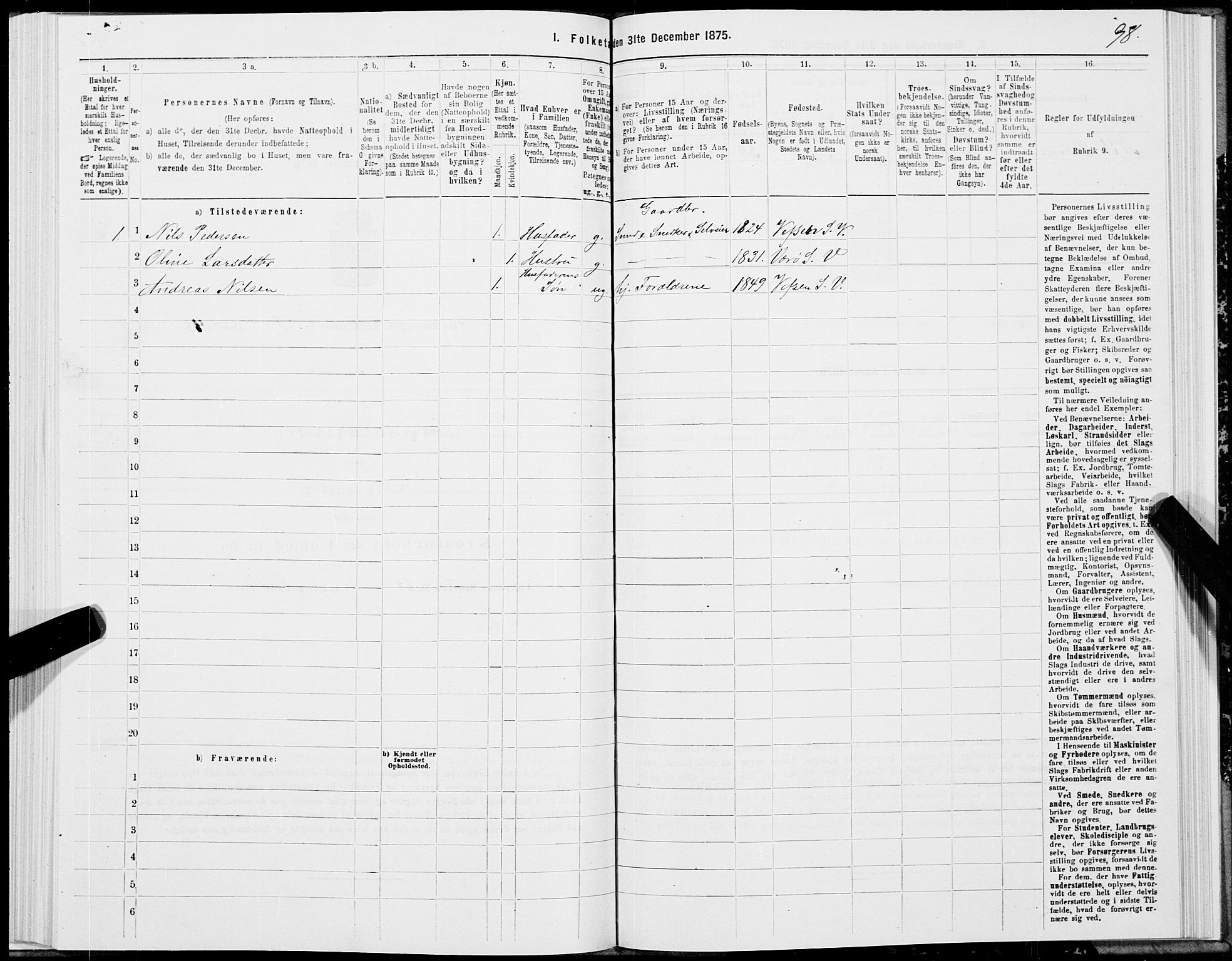 SAT, 1875 census for 1857P Værøy, 1875, p. 1098