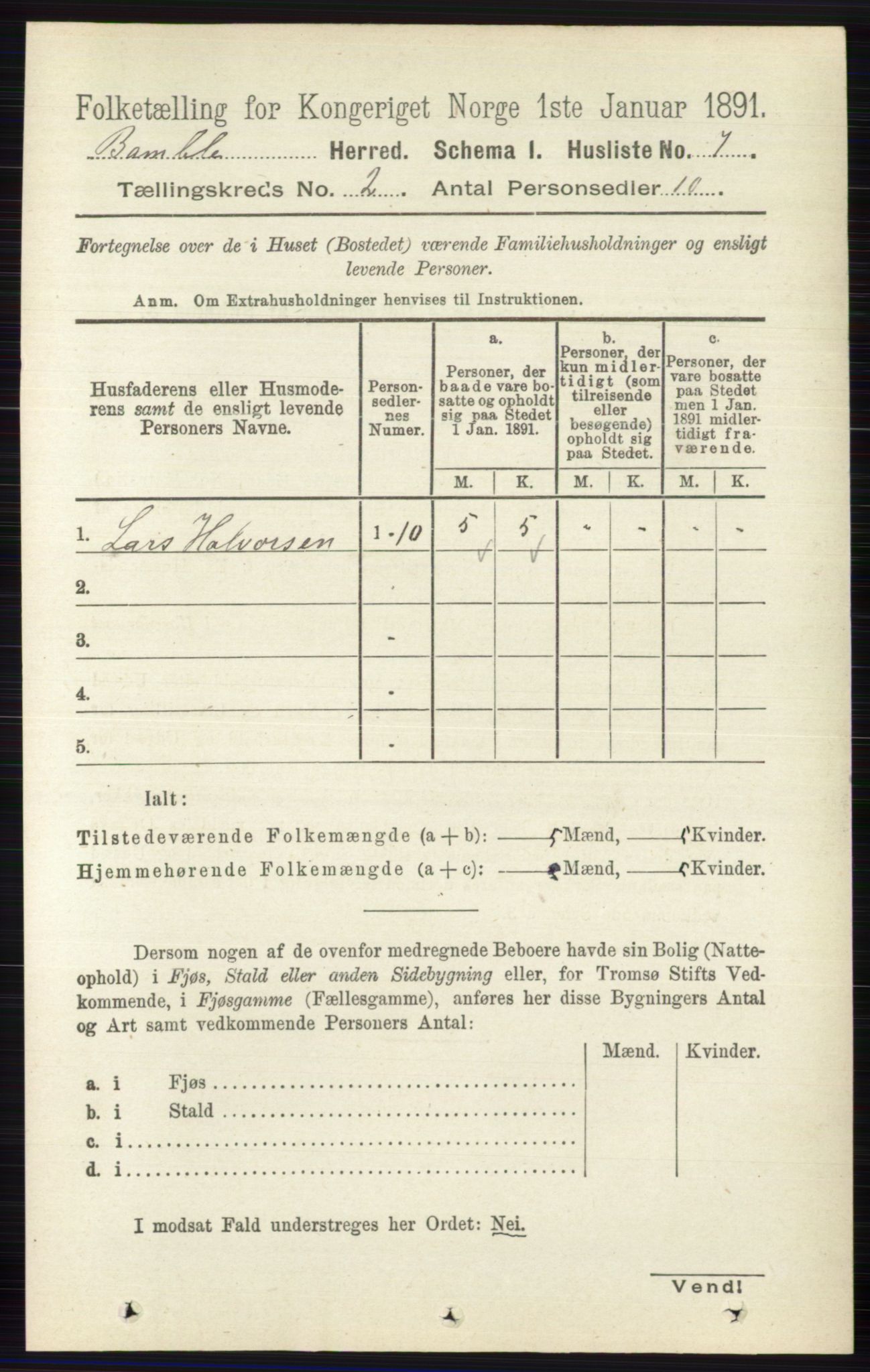 RA, 1891 census for 0814 Bamble, 1891, p. 946