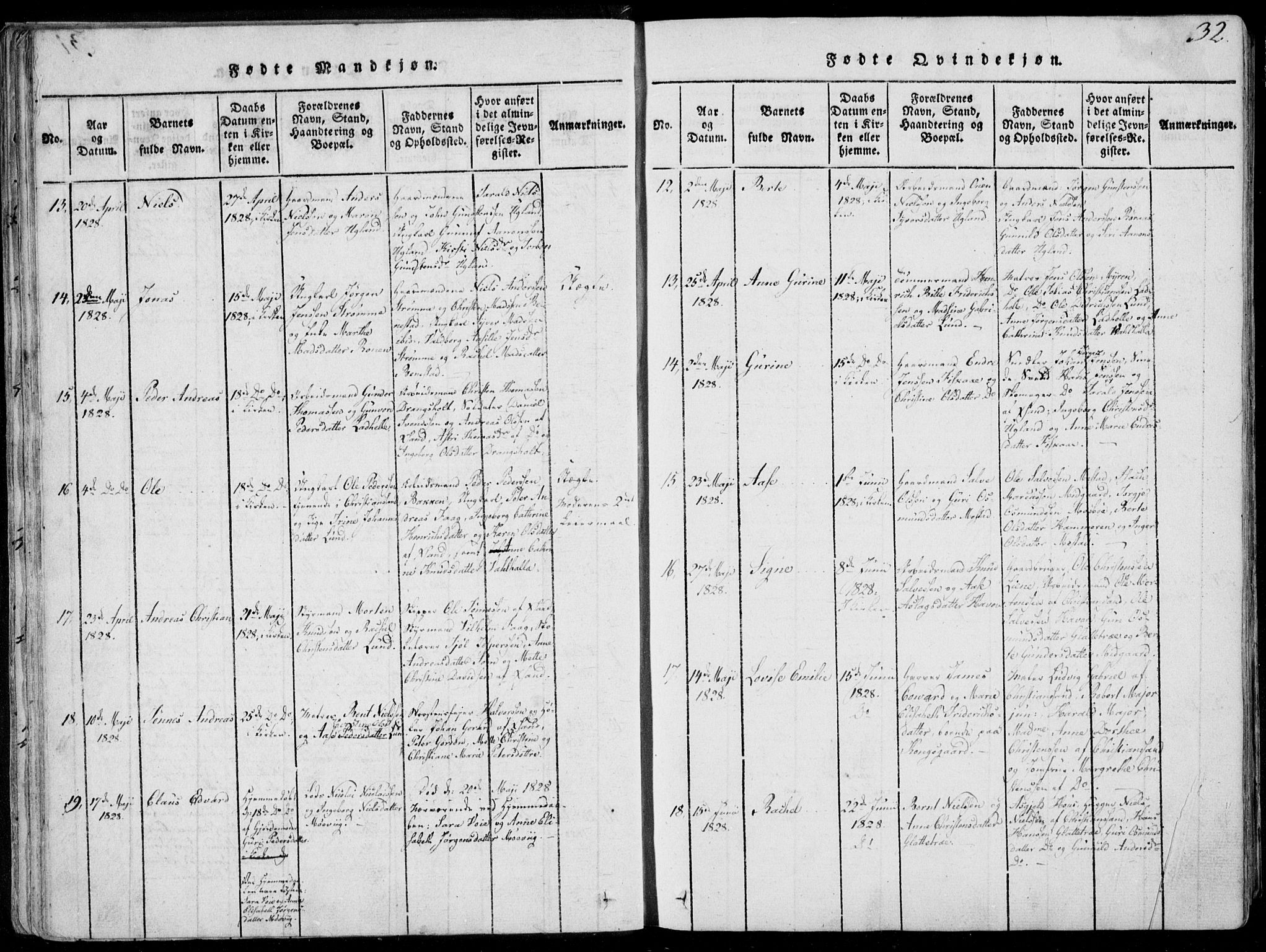 Oddernes sokneprestkontor, AV/SAK-1111-0033/F/Fa/Faa/L0005: Parish register (official) no. A 5, 1820-1838, p. 32