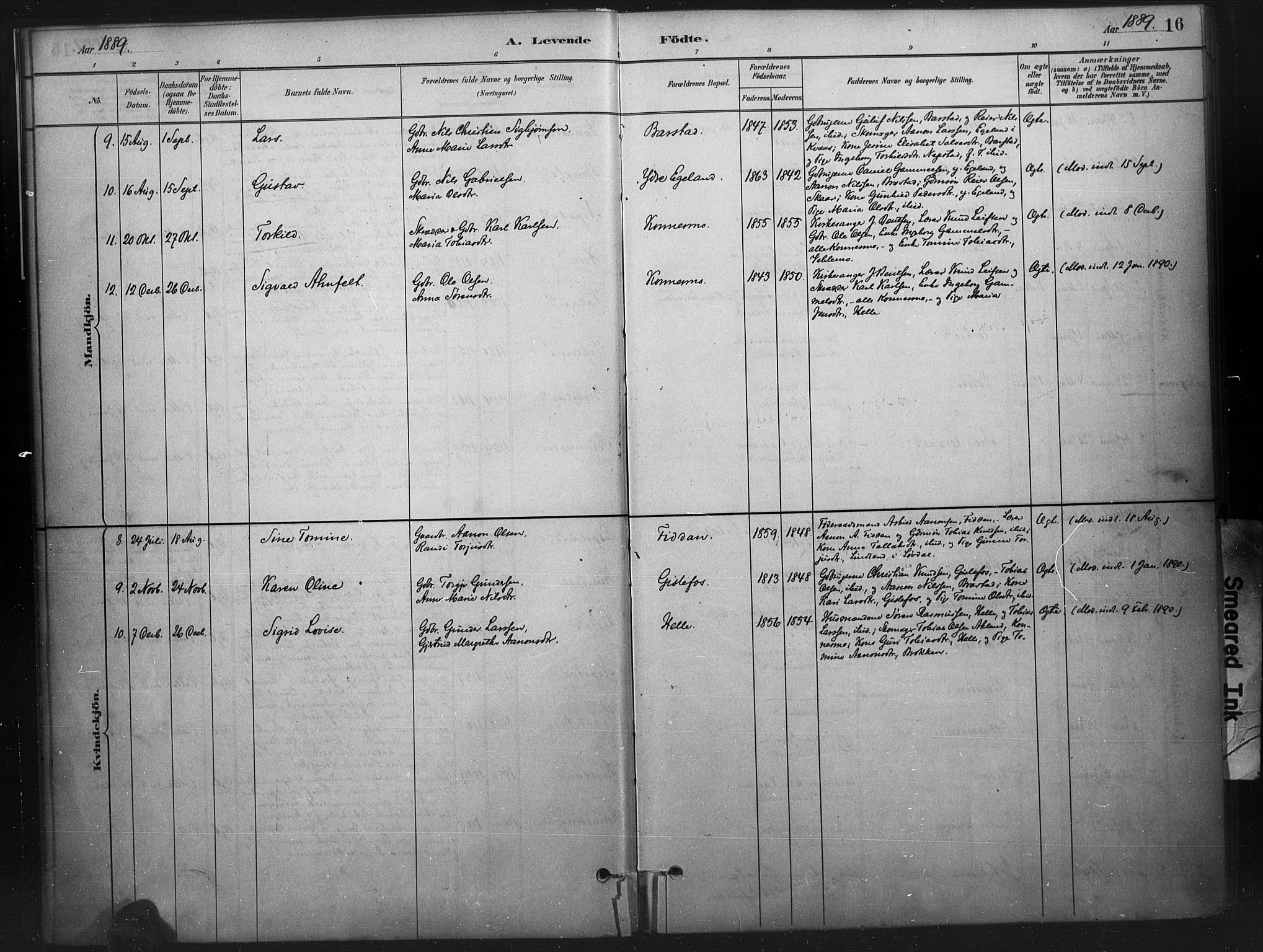 Nord-Audnedal sokneprestkontor, AV/SAK-1111-0032/F/Fa/Faa/L0003: Parish register (official) no. A 3, 1882-1900, p. 16