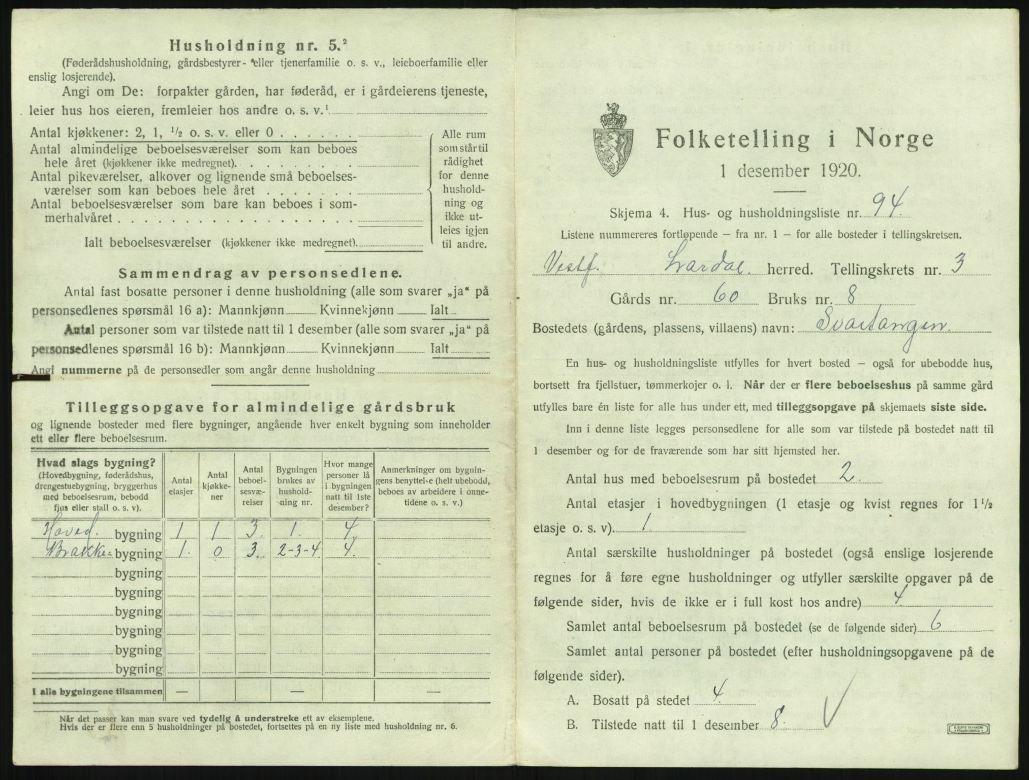 SAKO, 1920 census for Lardal, 1920, p. 503