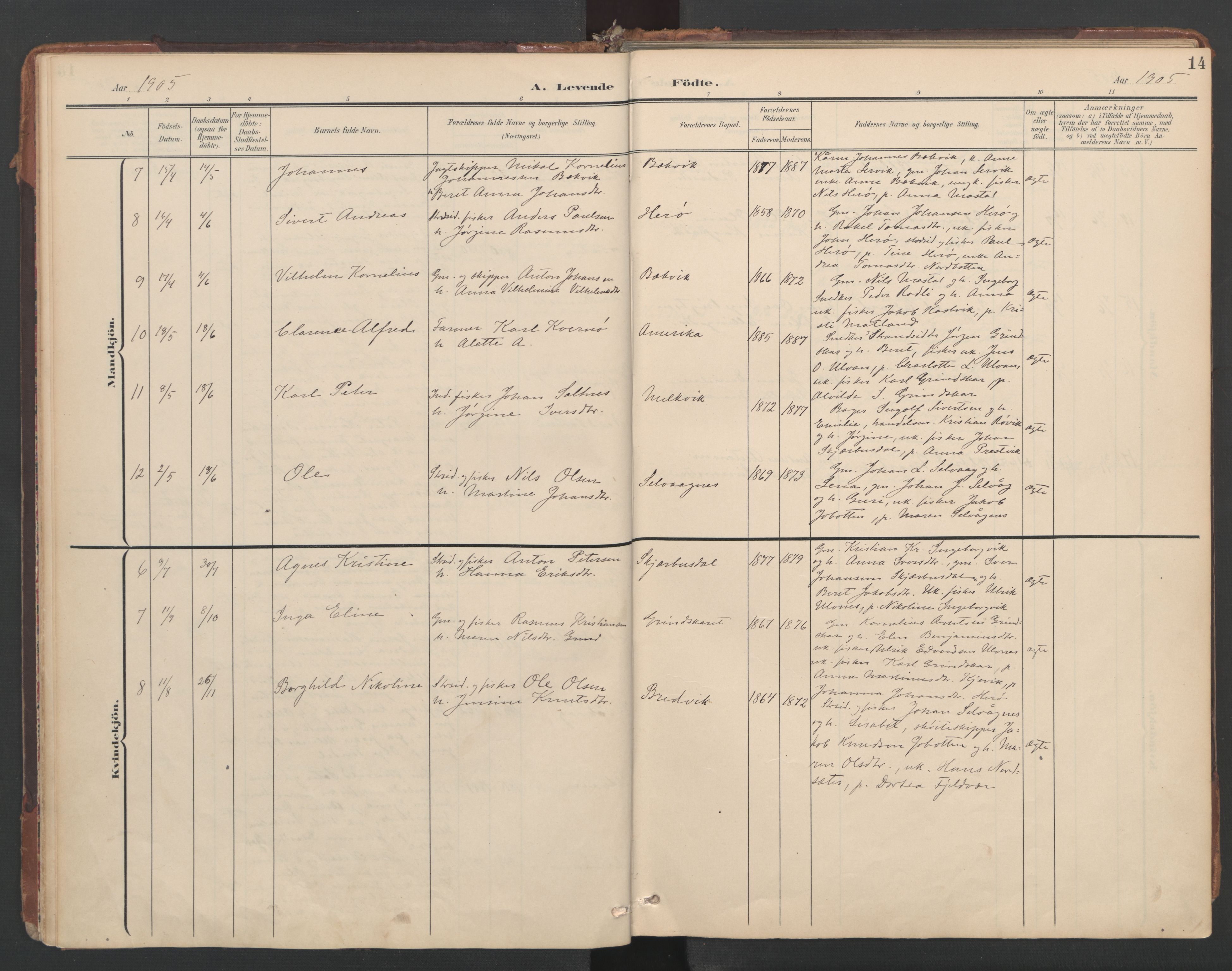 Ministerialprotokoller, klokkerbøker og fødselsregistre - Sør-Trøndelag, SAT/A-1456/638/L0568: Parish register (official) no. 638A01, 1901-1916, p. 14