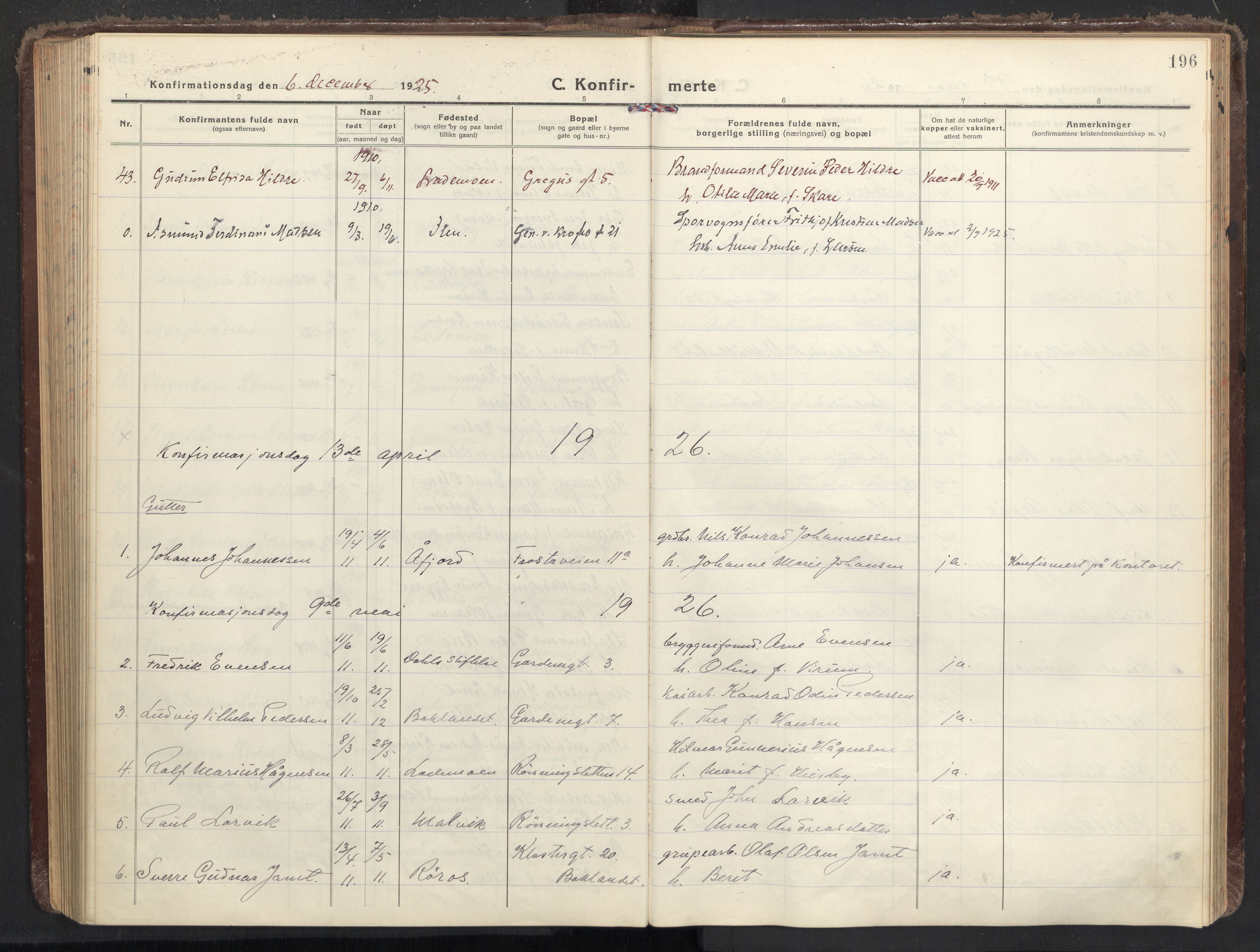 Ministerialprotokoller, klokkerbøker og fødselsregistre - Sør-Trøndelag, SAT/A-1456/605/L0247: Parish register (official) no. 605A09, 1918-1930, p. 196