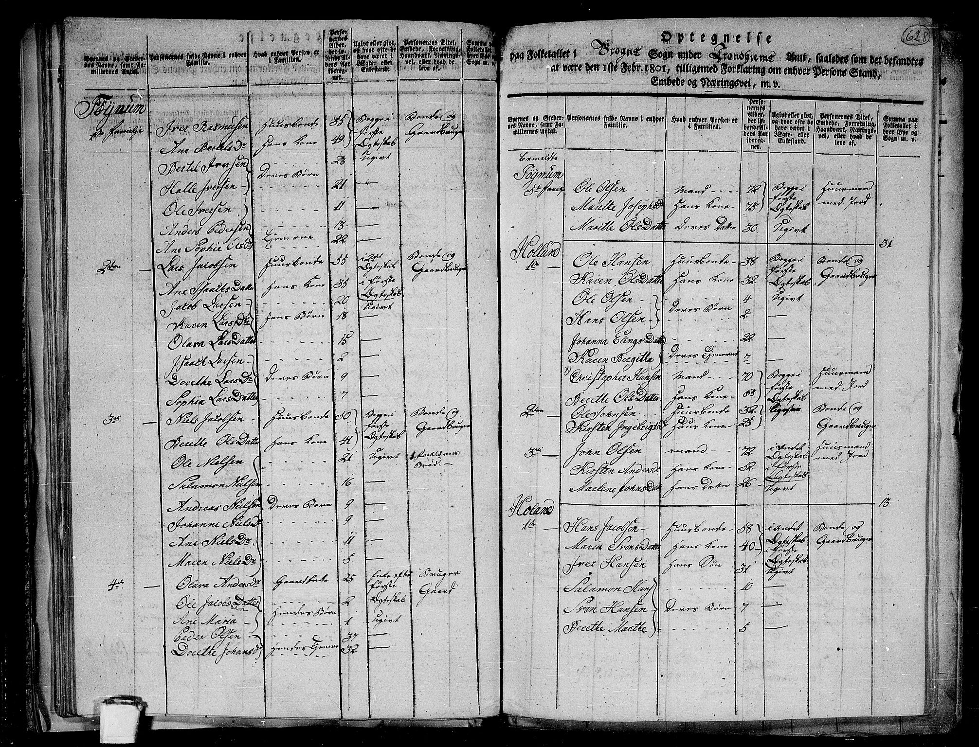 RA, 1801 census for 1744P Overhalla, 1801, p. 627b-628a