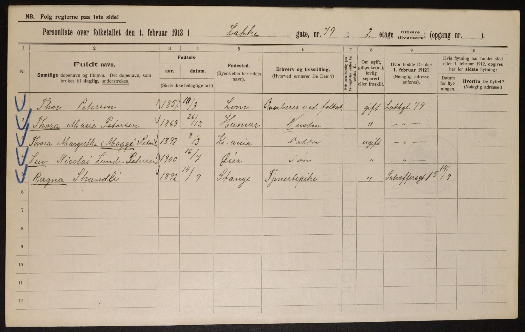 OBA, Municipal Census 1913 for Kristiania, 1913, p. 56021