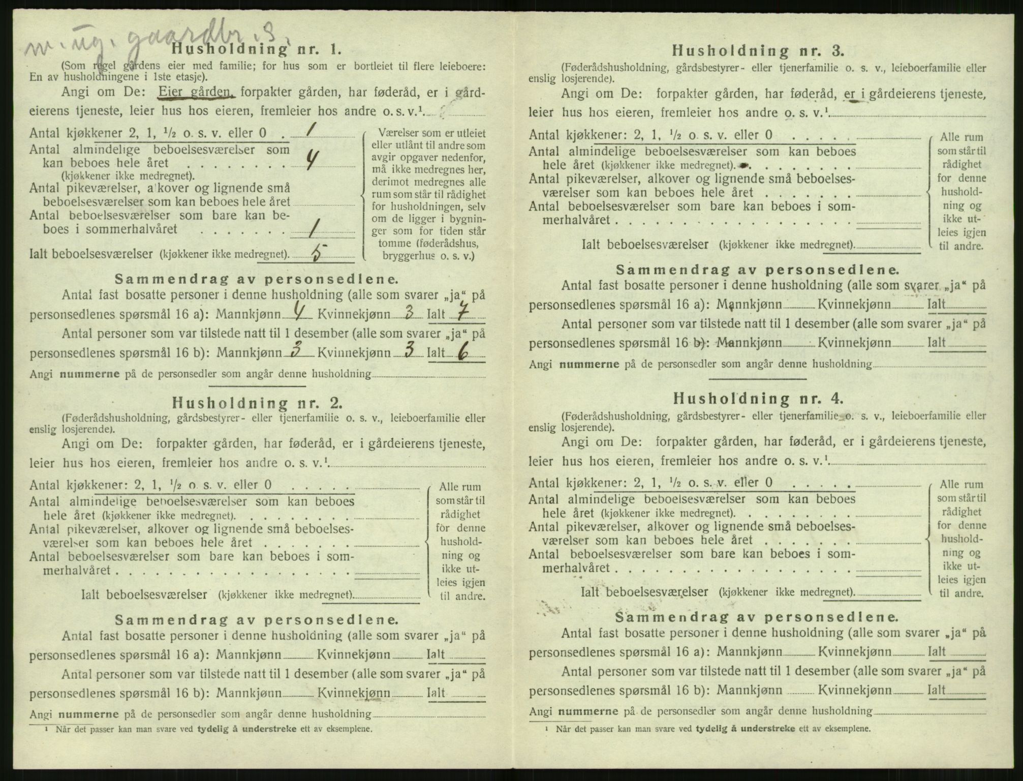 SAT, 1920 census for Sunnylven, 1920, p. 391