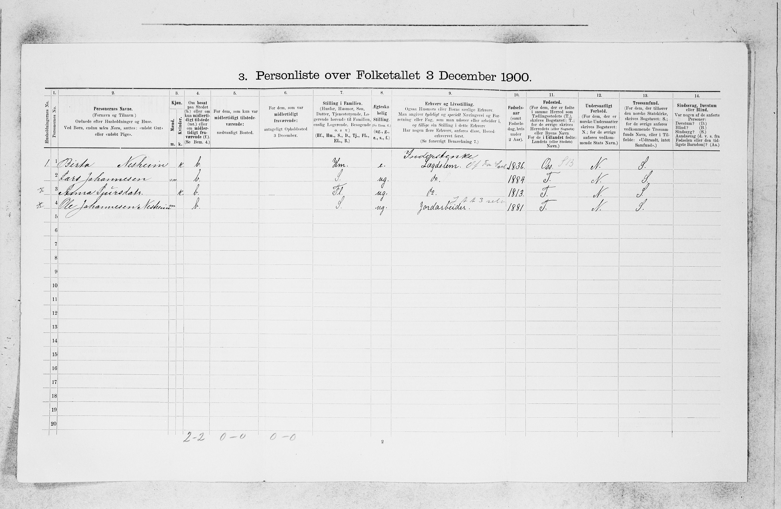 SAB, 1900 census for Granvin, 1900, p. 159