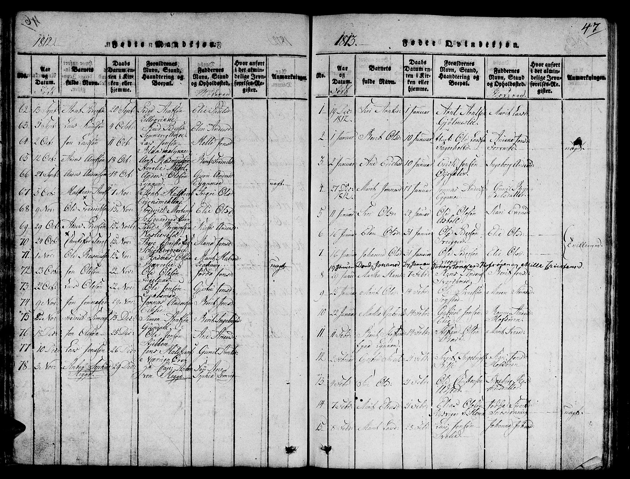 Ministerialprotokoller, klokkerbøker og fødselsregistre - Sør-Trøndelag, SAT/A-1456/668/L0803: Parish register (official) no. 668A03, 1800-1826, p. 47