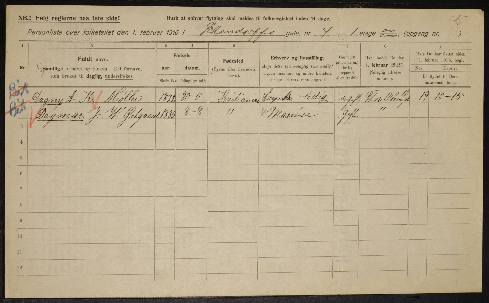 OBA, Municipal Census 1916 for Kristiania, 1916, p. 91740