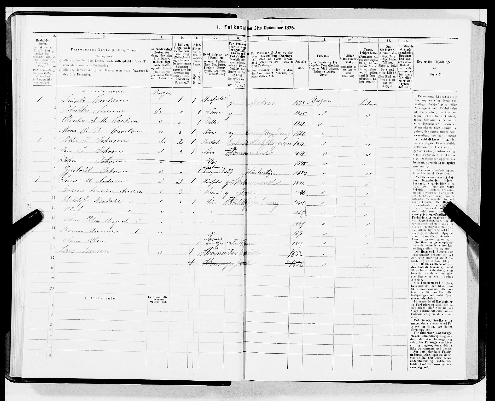 SAB, 1875 census for 1301 Bergen, 1875, p. 1614